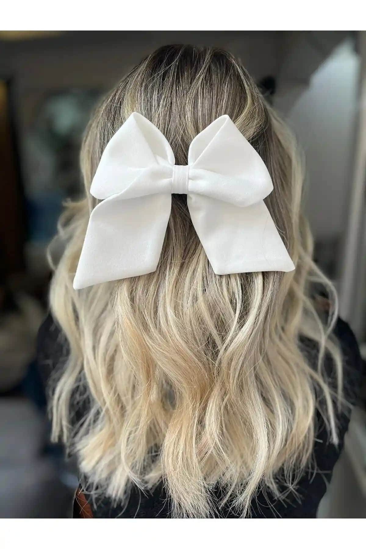 ESLİMİNS Kadın Beyaz Fiyonk Otomatik Toka: Şık ve Sürdürülebilir Saç Aksesuarı