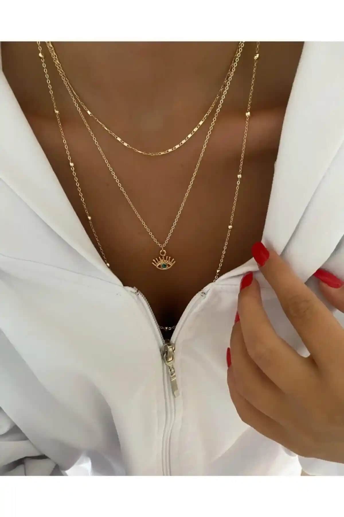 Everglow Jewelry Göz Üçlü Kolye: Modern Kadınlar İçin Zarif ve Şık Aksesuar