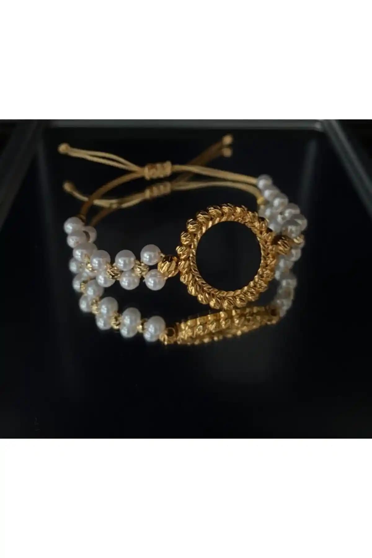 Fanjew Çeyrek Altın Uyumlu İnci-Dorika Model Bileklik Zarif ve Şık Tasarım
