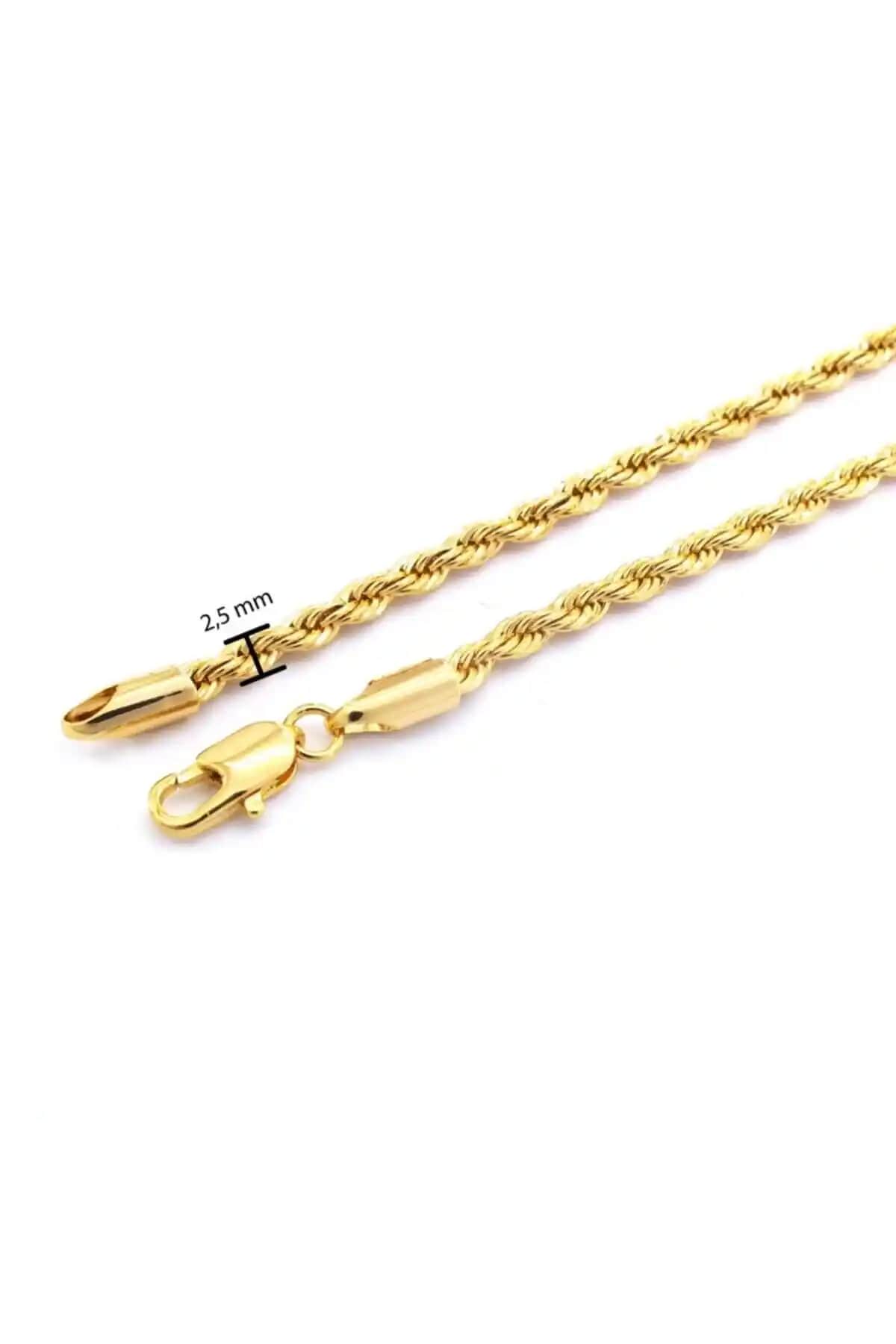 FerizZ Kadın Altın Kaplama 2,5 mm Kalın Burgu Zincir - Şıklık ve Dayanıklılık Bir Arada