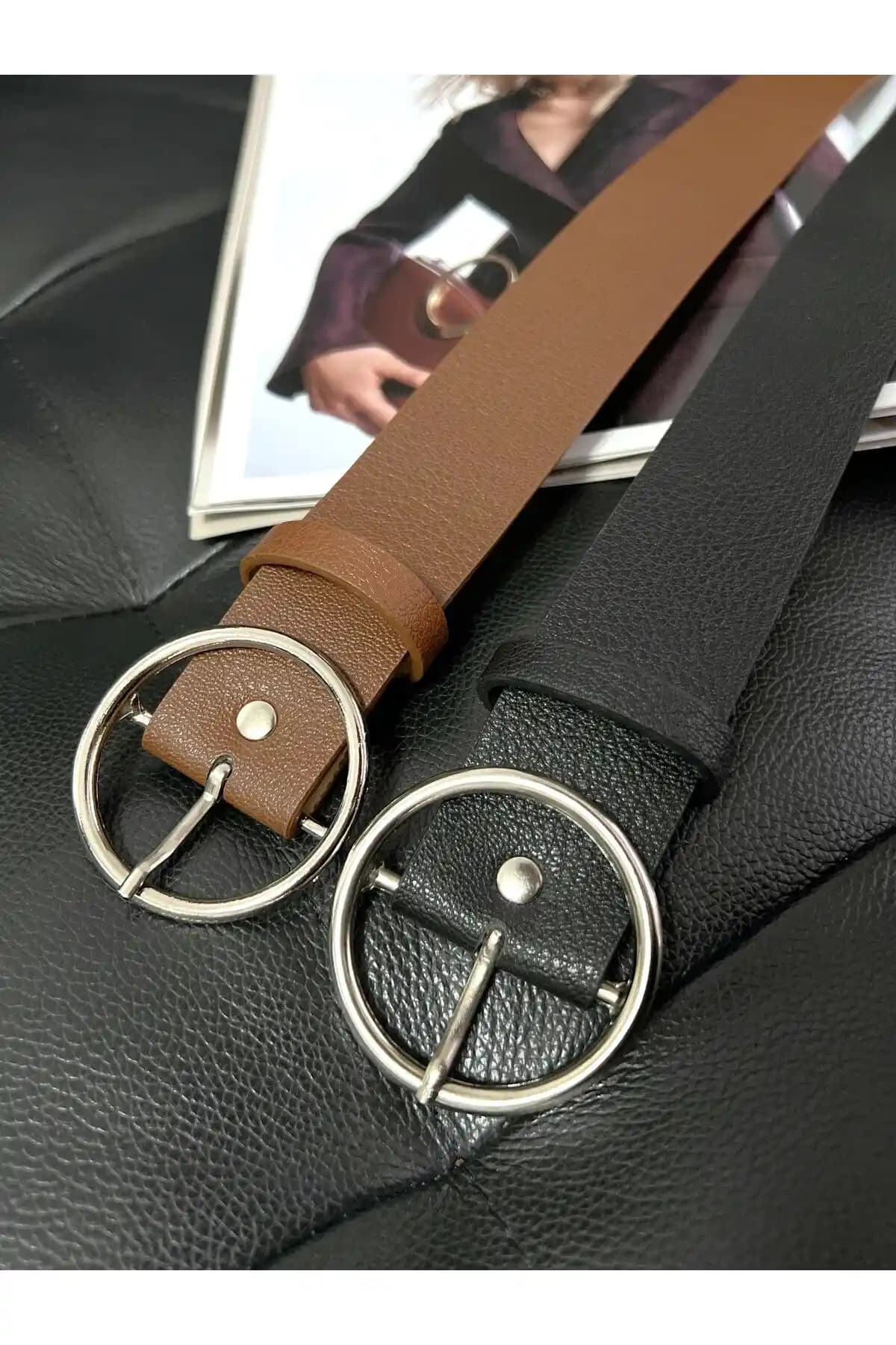 Fiori 2'li Yuvarlak Tokalı Kadın Kemer ve Ceket Kemeri Şıklık ve Fonksiyonellik Sunar