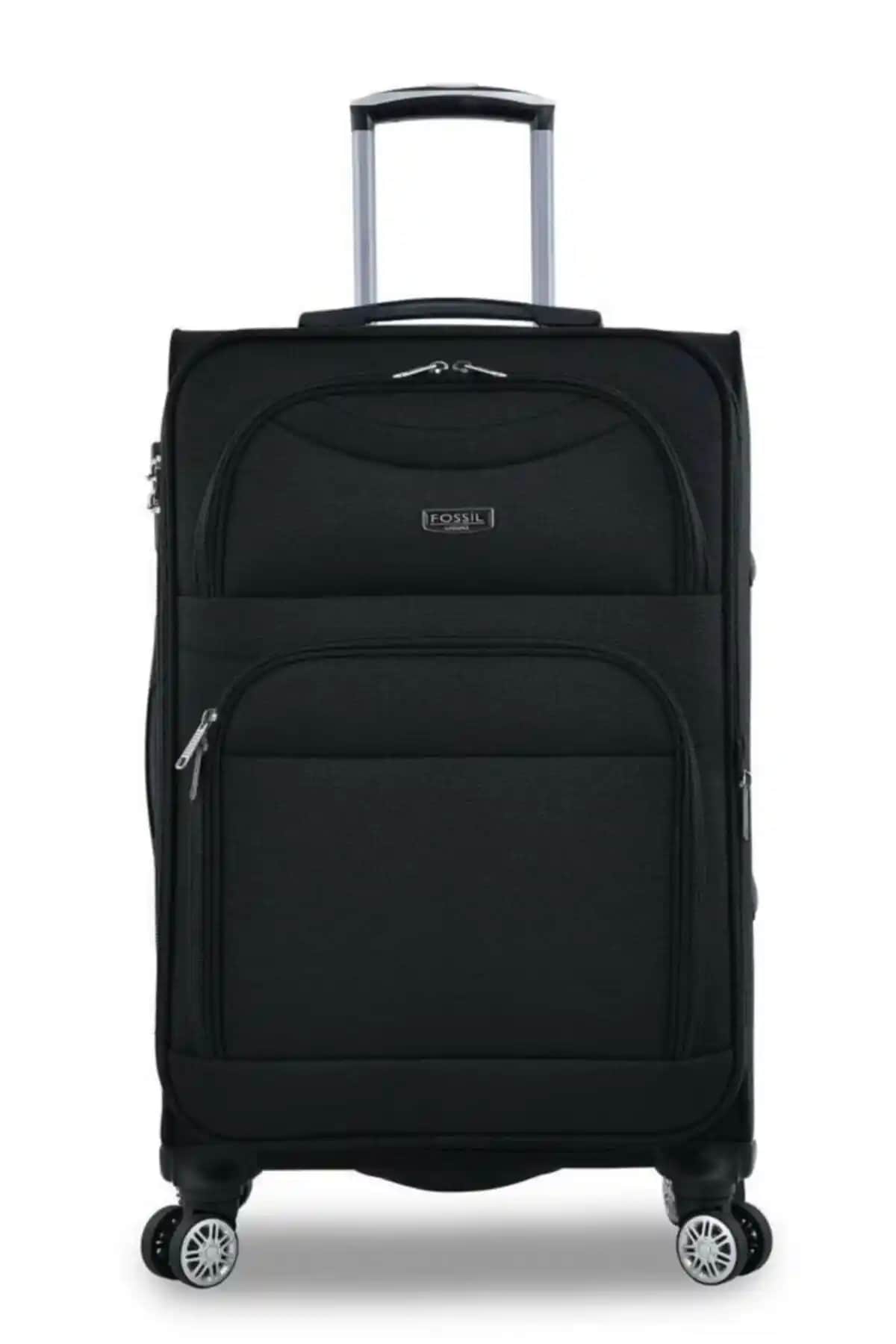Fossil Siyah Kumaş Unisex Orta Boy Seyahat Valizi Günlük Kullanım İçin Uygun