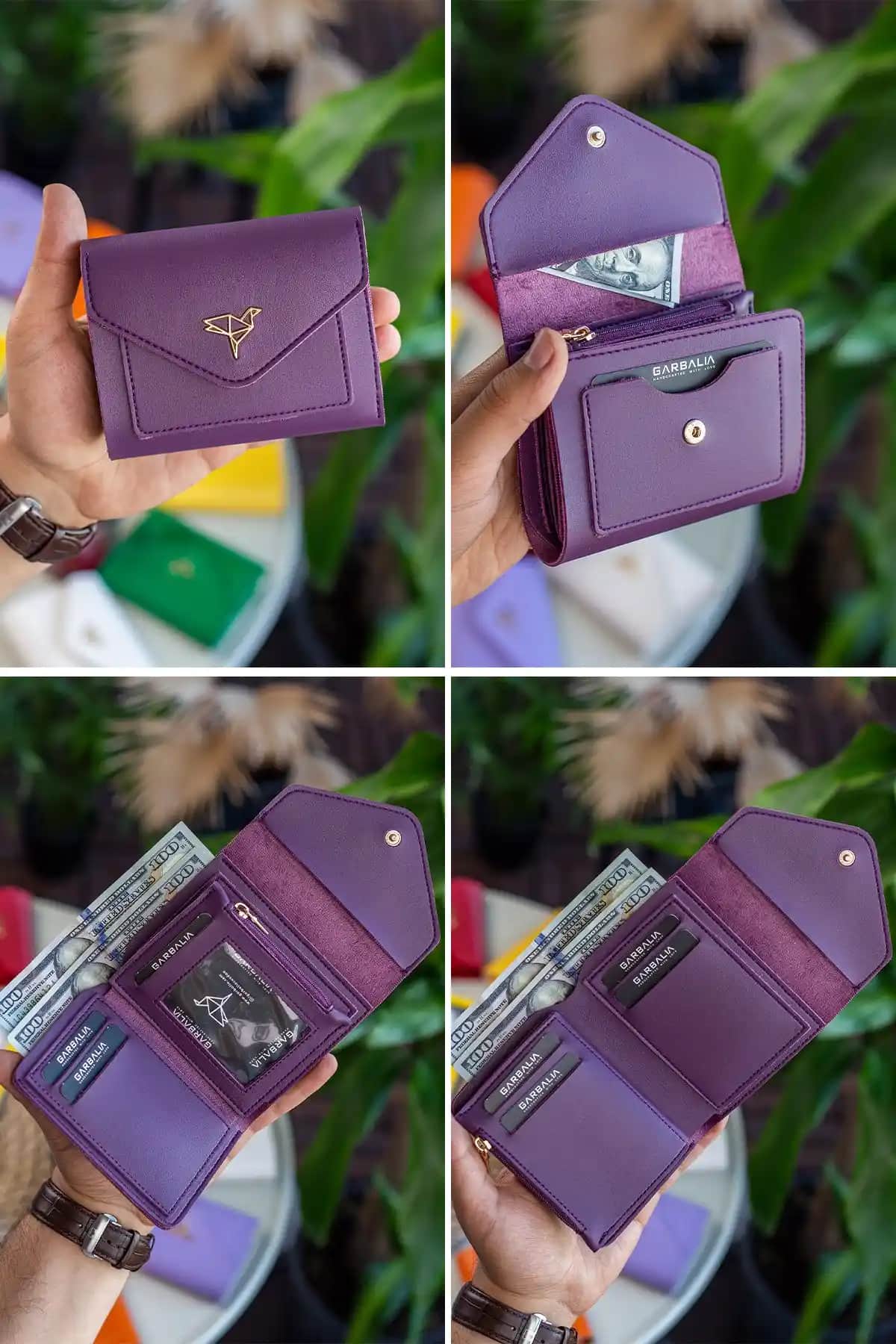 Garbalia Colombia Vegan Deri Mürdüm Kadın Cüzdanı Mini Boyutlu ve Çok Bölmeli Şık Tasarım