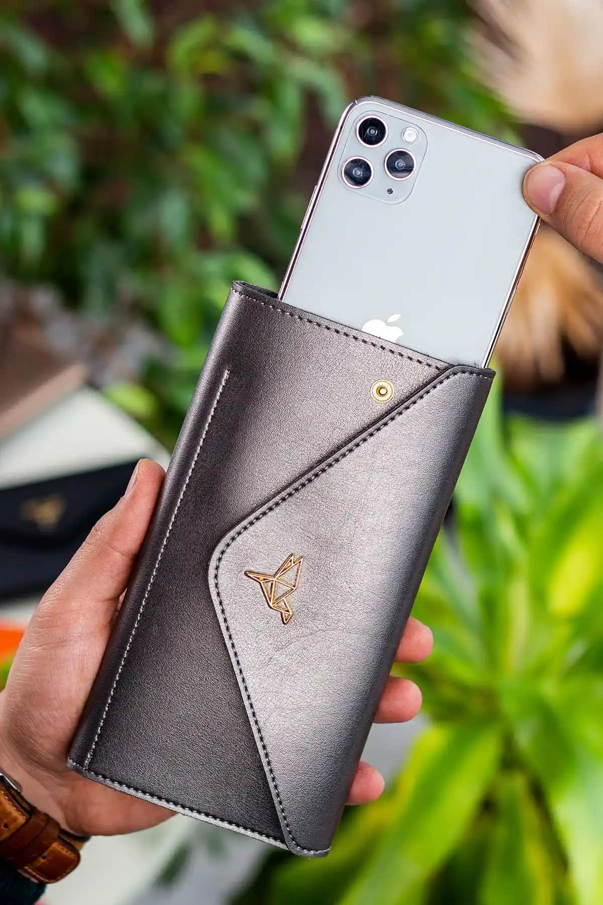 Garbalia Envelope Kadın Cüzdanı Antrasit Renkli Telefon ve Bozuk Para Bölmeli Tasarım