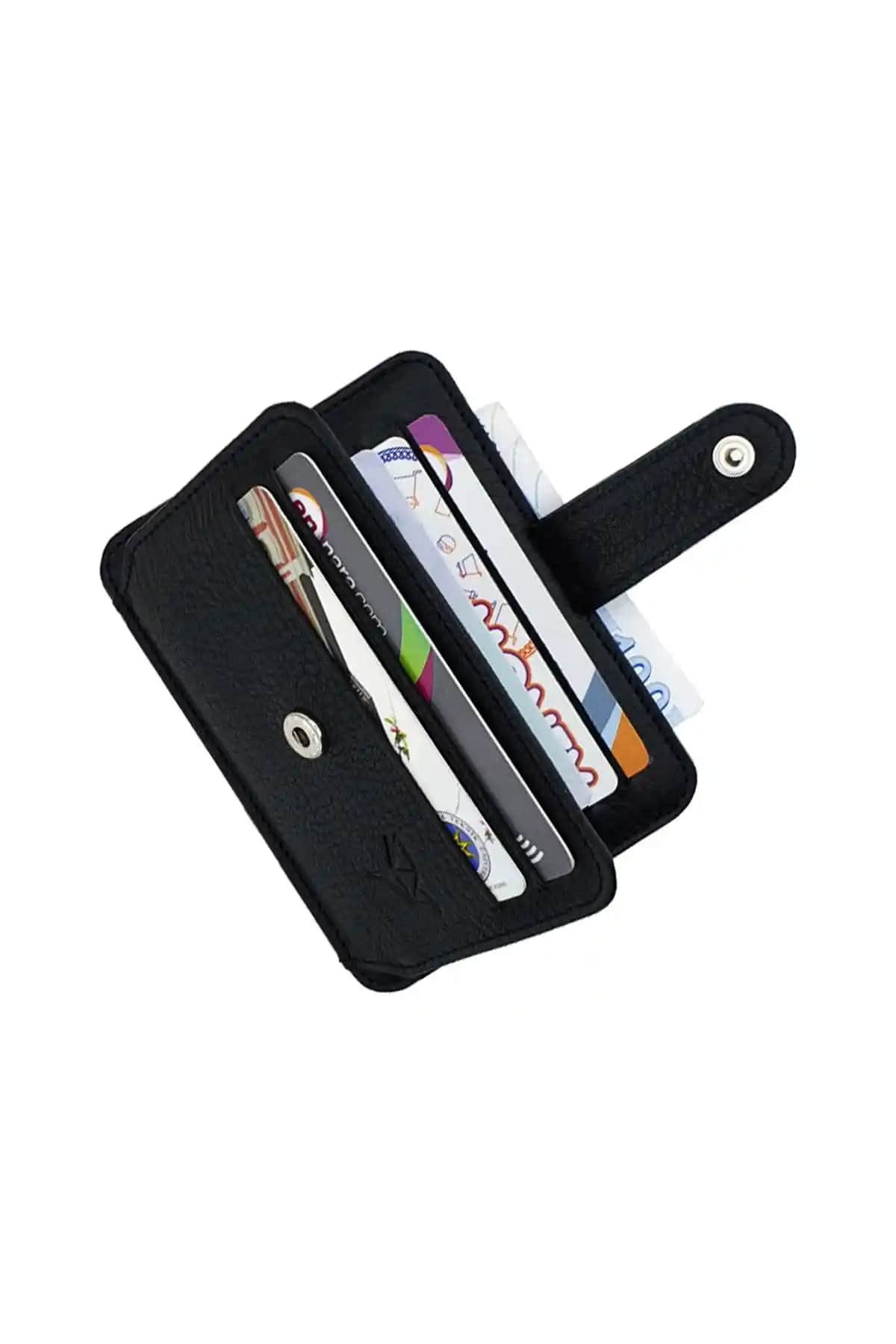 Garbalia Siyah Shelby Hakiki Deri Kartlık Cüzdan: Şık ve Dayanıklı Günlük Aksesuar