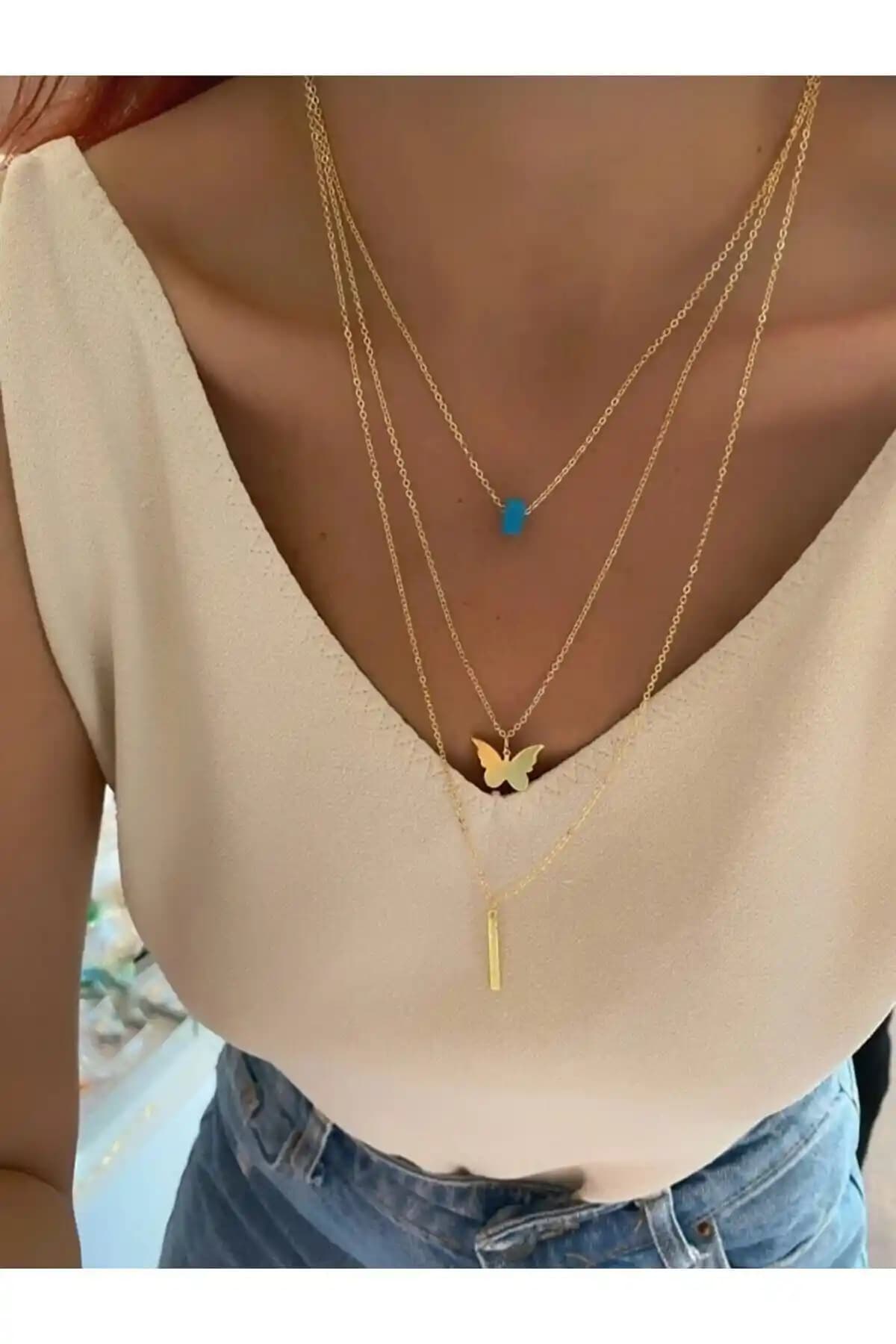 Genel Markalar Pul Kelebek Kloye Üçlü Gold: Zarif ve Şık Takı Seçenekleri