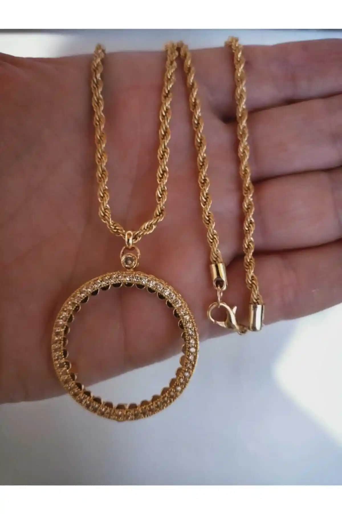 GezerGold 22 Ayar Altın Kaplama Tam Altın Kolye Çerçevesi Zarif ve Dayanıklı Tasarım