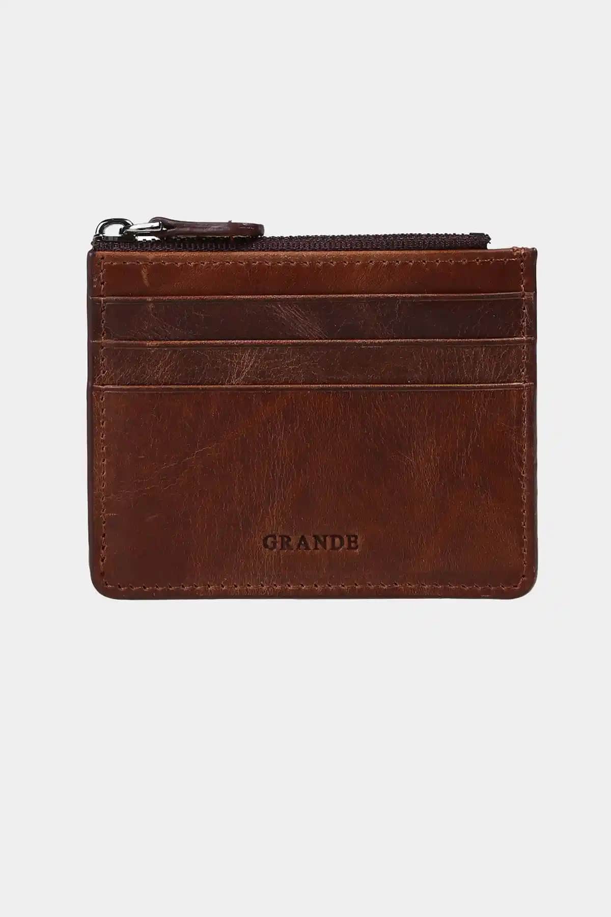 Grande 3603 Hakiki Deri Unisex Cüzdan Bozuk Para Hazneli Fermuarlı Şıklık ve İşlevsellik