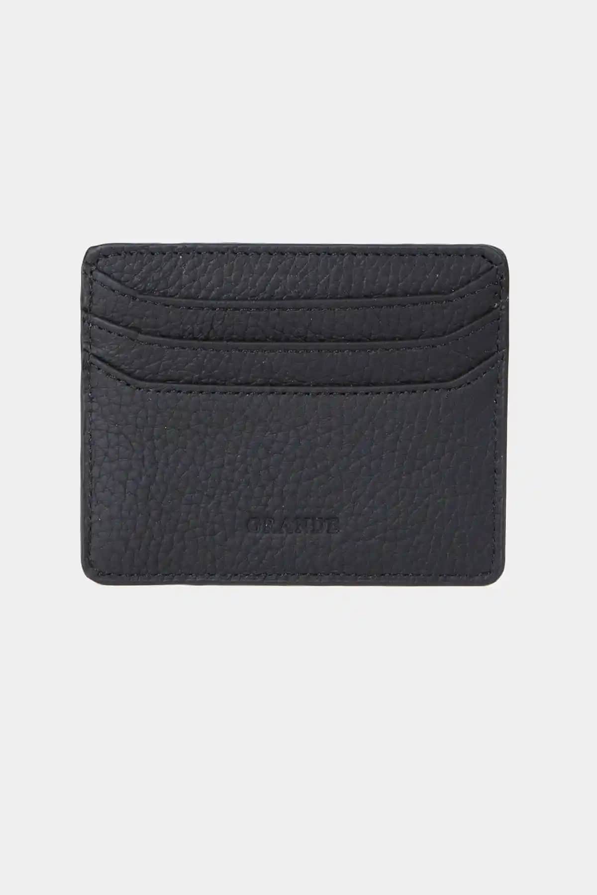 Grande 3633 Hakiki Deri Unisex Kartlık Siyah Şık ve Dayanıklı Tasarım