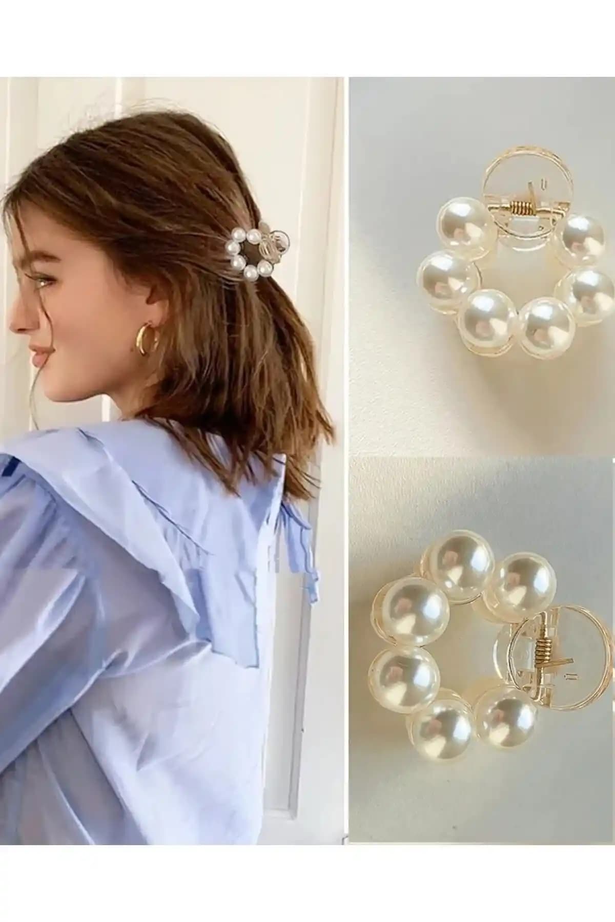 Gülpeşe Incili Mandal Toka: Zarif ve Pratik Beyaz Saç Aksesuarı