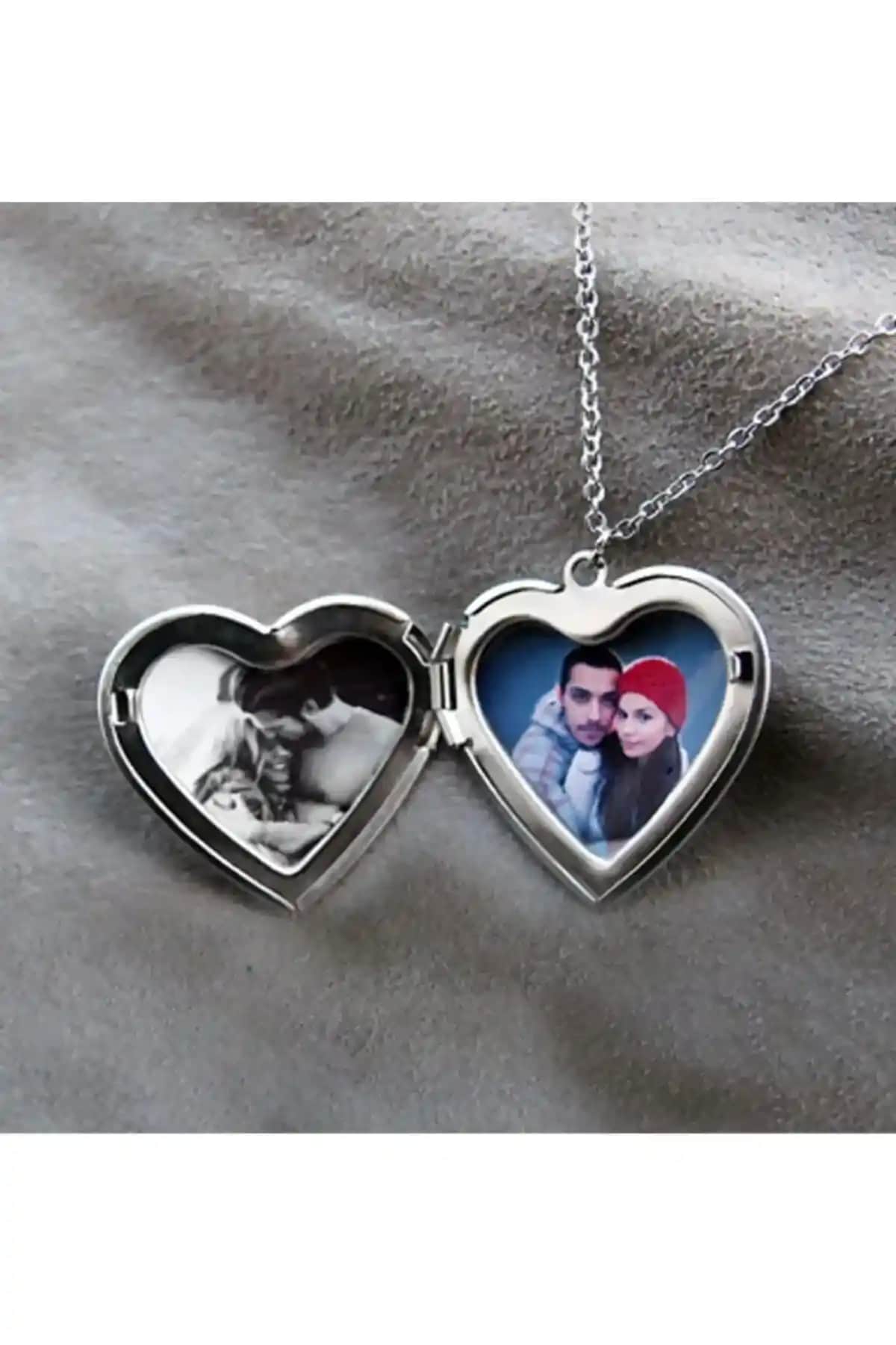 Gümüş Kalp Desenli Açılabilir Kapaklı Kişiye Özel Takı Modelleri