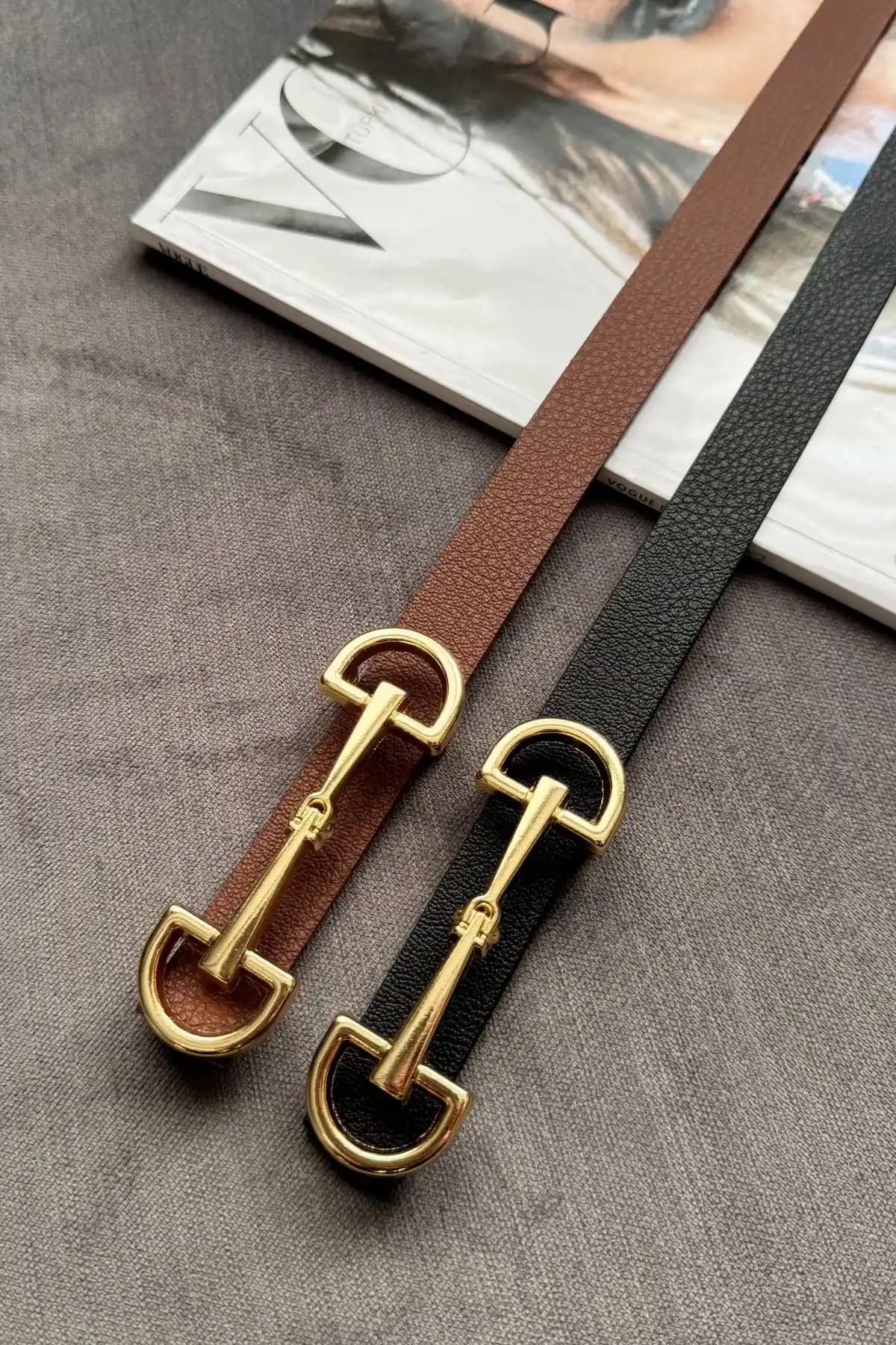 H&E Luxury Design Kadınlar İçin Çok Yönlü Gold Tokalı Kemer ve Giyim Seti