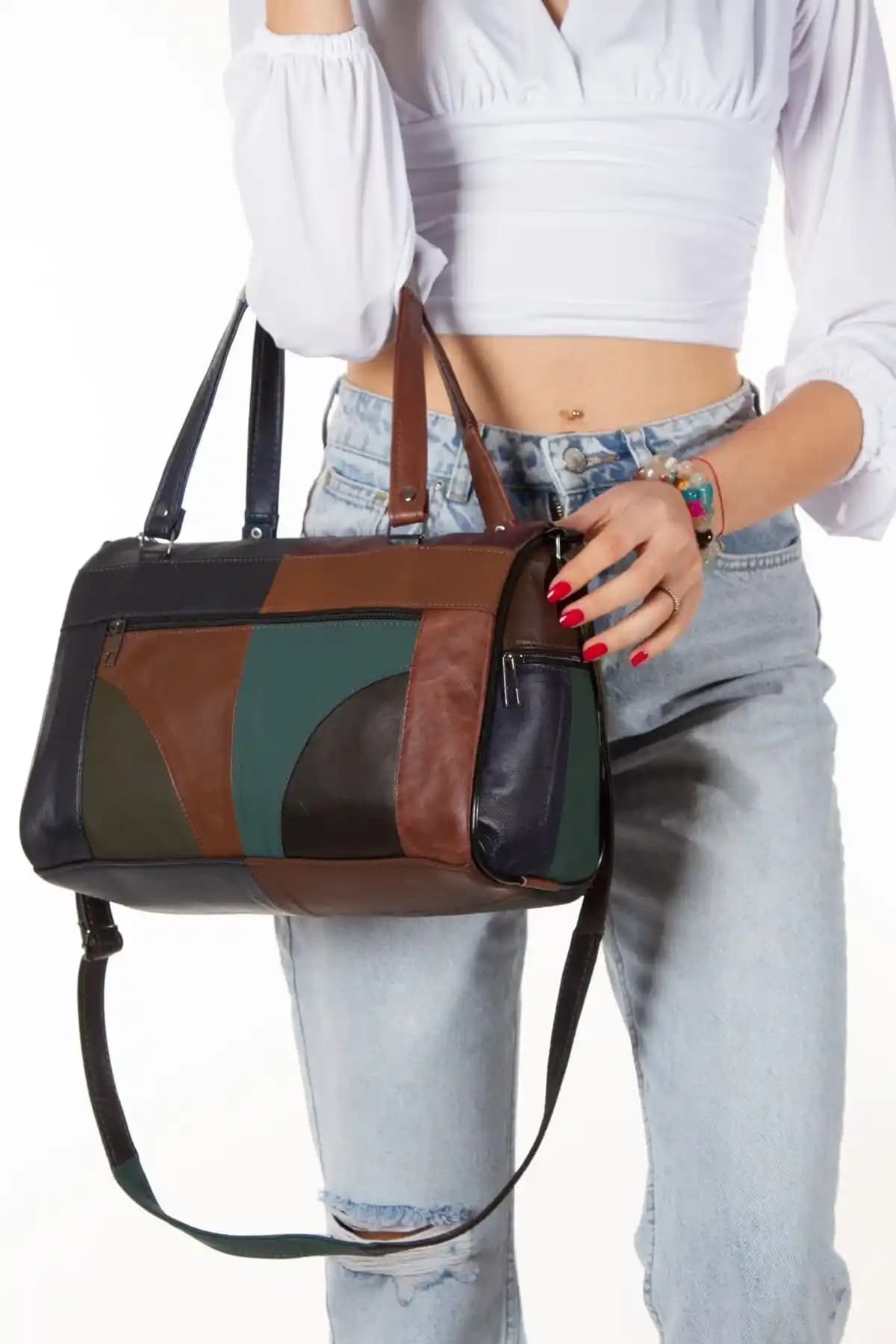 Hakiki Deri Çok Bölmeli Kan Çantası Günlük Kullanım için Şık ve Dayanıklı Tasarım