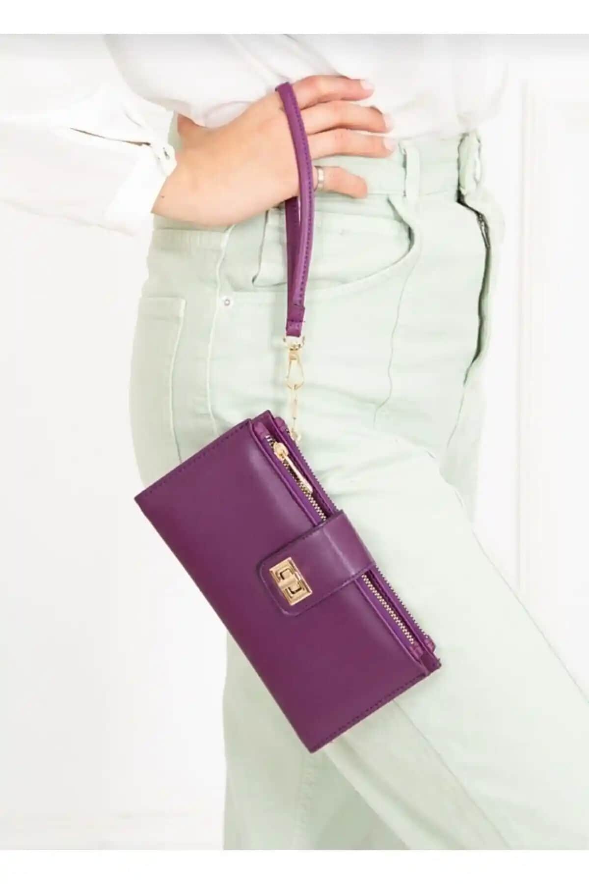 HD Life Mor Bilekten Askılı Cüzdan: Şık ve Kullanışlı Büyük Boy Kadın Cüzdanı