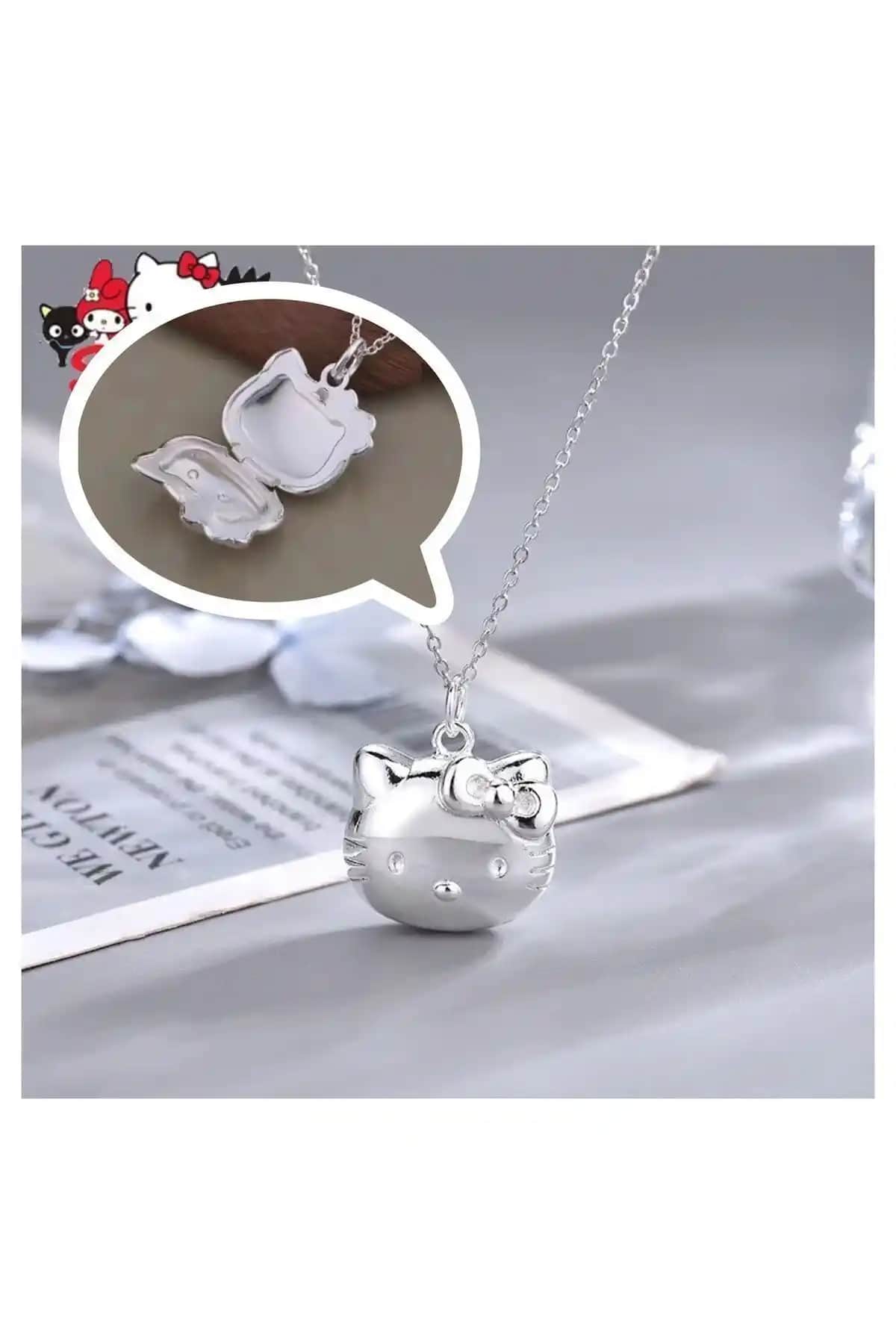Hello Kitty Açılabilir Kedi Kapaklı Kolye - Günlük Kullanım ve Şık Tasarım