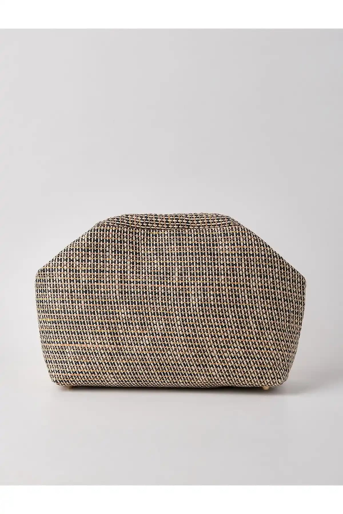 HEYBE'S Kadın Çizgili Jüt Hasır Clutch El Çantası Modern ve Şık Tasarımıyla Günlük Kullanım İçin Uygun