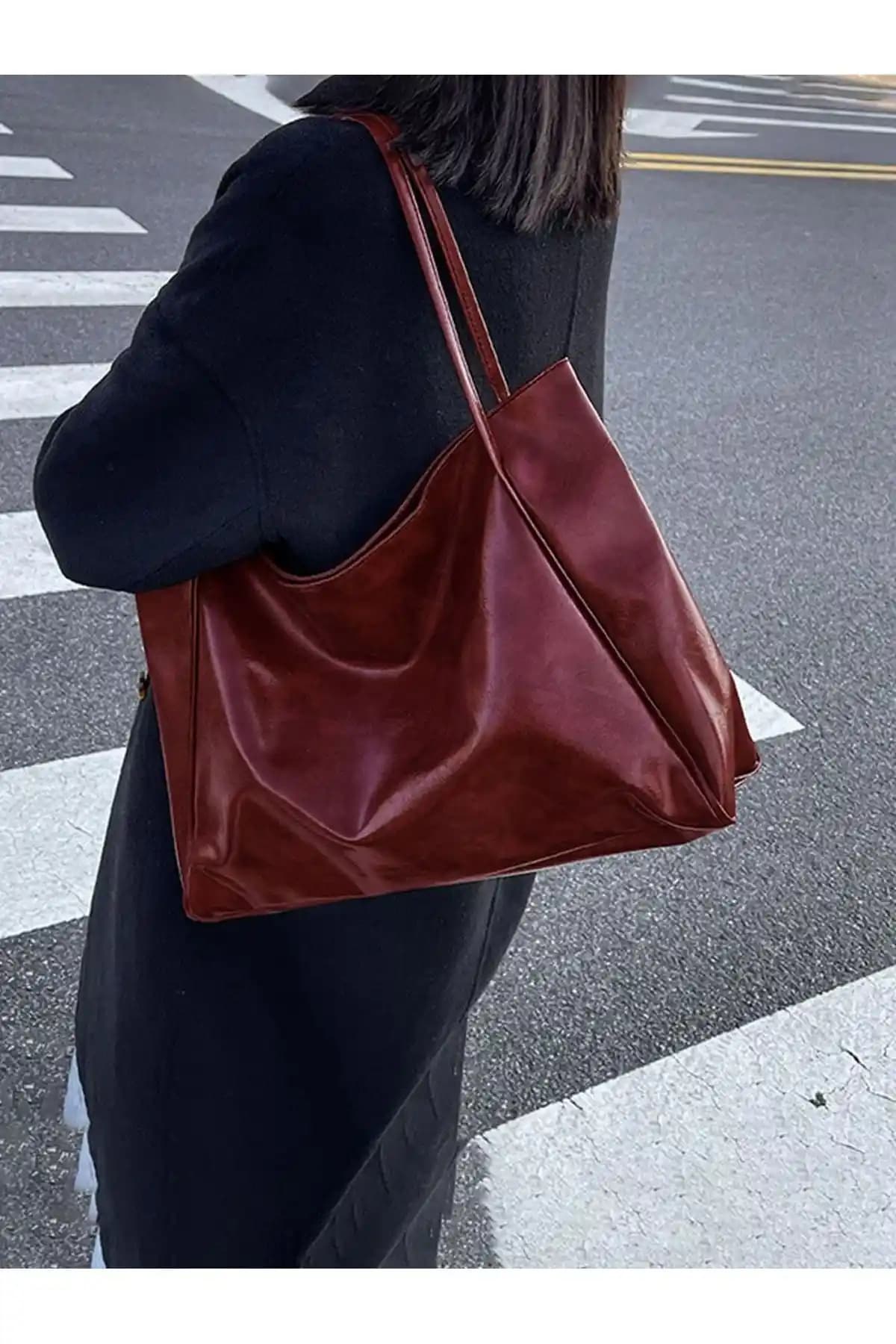 HONEY BAG Soft Model Bordo Kadın Omuz ve Kol Çantası Günlük Şıklık İçin Uygun