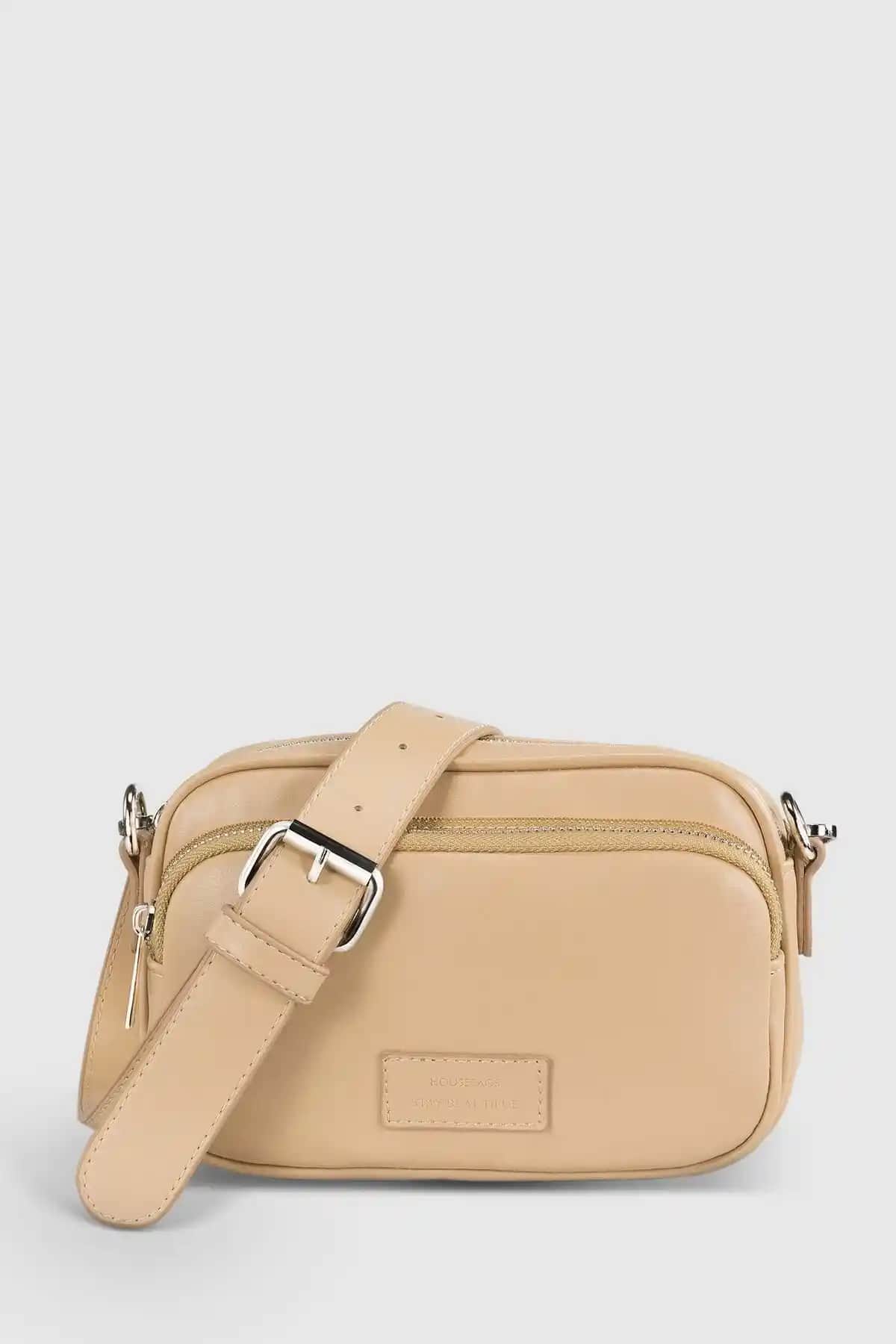 Housebags Kadın Krem Çok Cepli Ayarlanabilir Çapraz Askılı Çanta Günlük Kullanım İçin