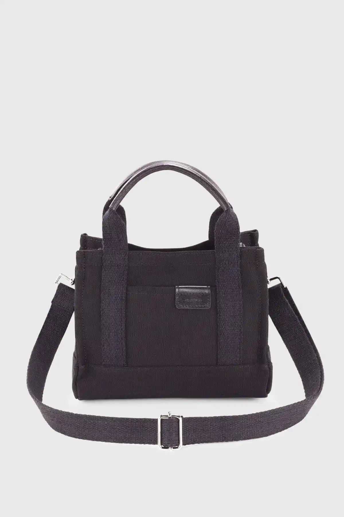 Housebags Kadın Siyah Kanvas Tote Çanta Günlük Şıklık ve Fonksiyonellik Sunar