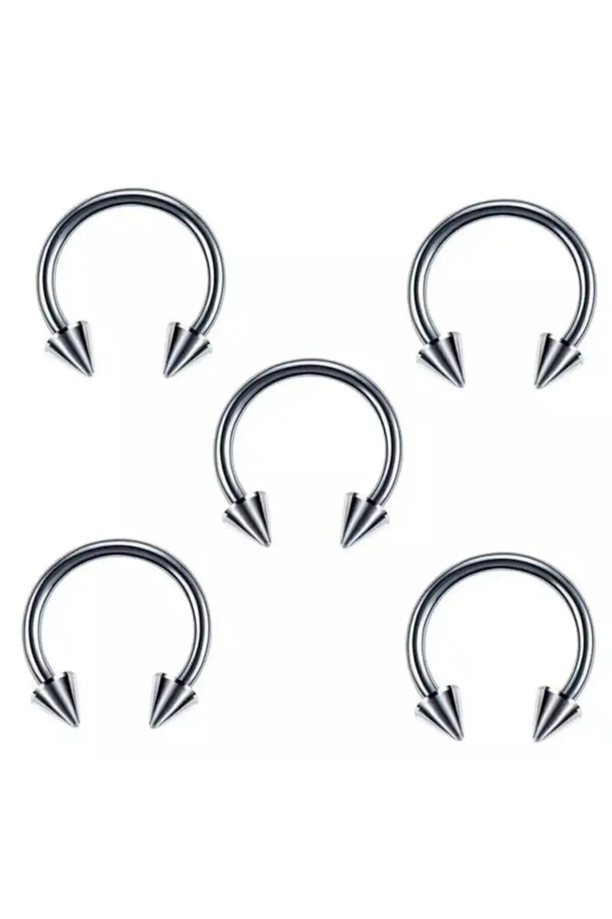 Jaida Moda Cerrahi Çelik Gümüş Renk Sivri Uçlu Septum Piercing Seti Detayları