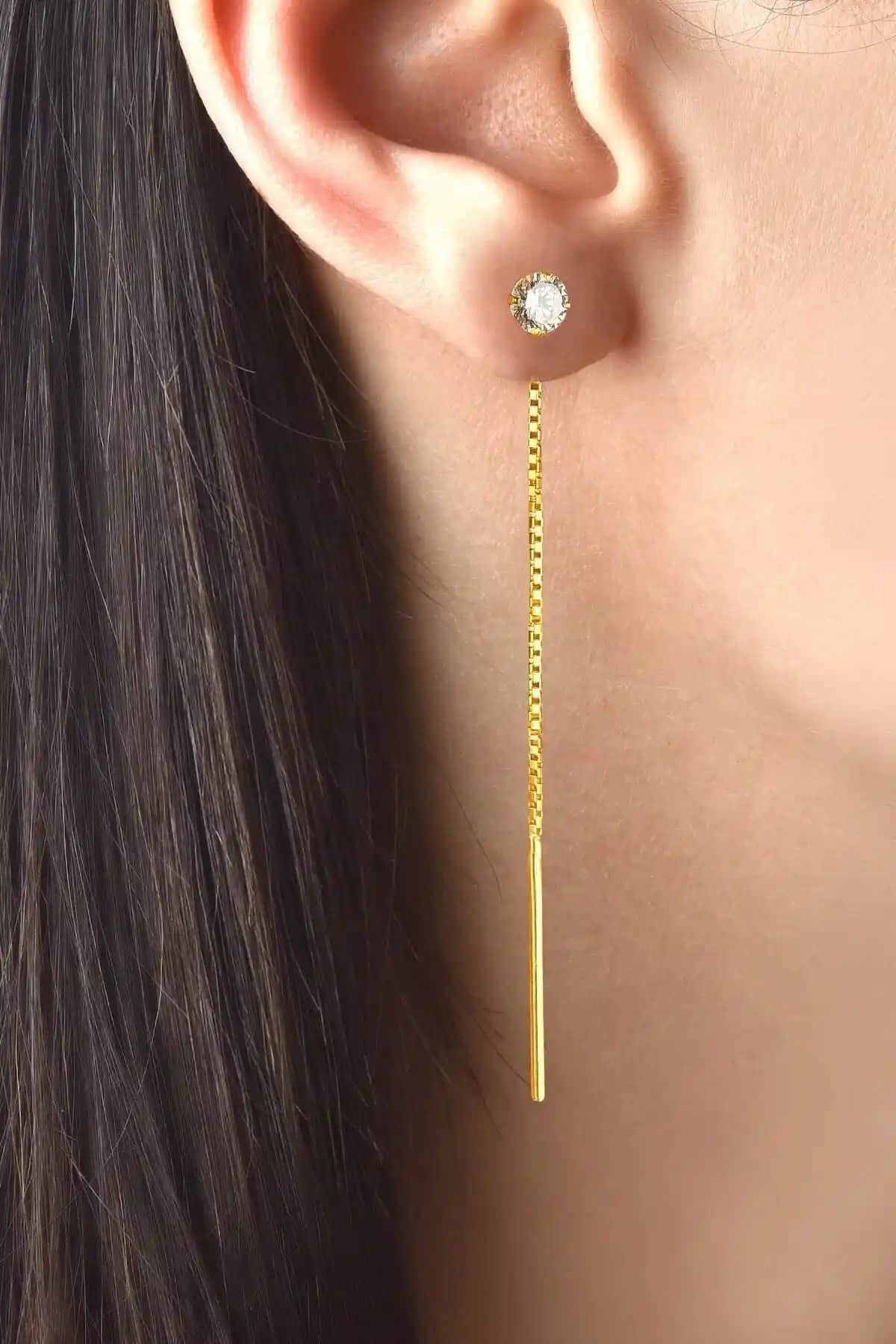 Jelux Silver 925 Ayar Gümüş Star Kesim Zirkon Taşlı Tekli Küpe Şıklık ve Dayanıklılık