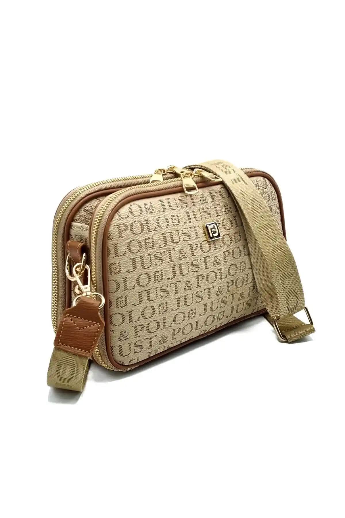 Just Polo Kadın Kum Taba Rengi 5 Bölmeli Omuz Çantası Günlük ve Şık Kullanım İçin Uygun