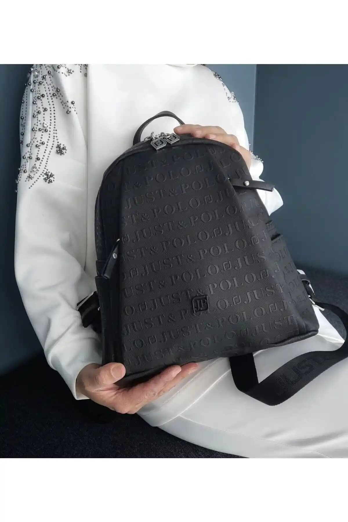 Just Polo Kadın Siyah Çok Bölmeli Orta Boy Spor Çantası JP4040TM