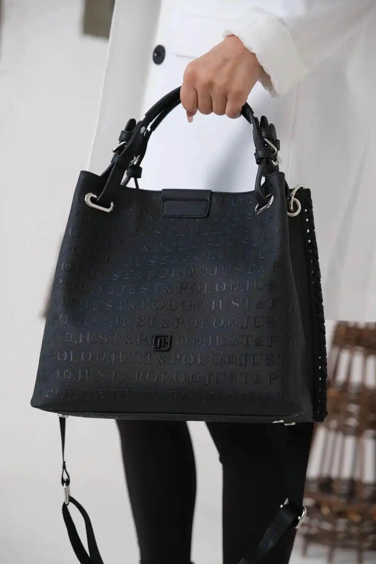 Just Polo Siyah Örgülü Kadın Çantası Günlük ve Şık Kullanım İçin Uygun