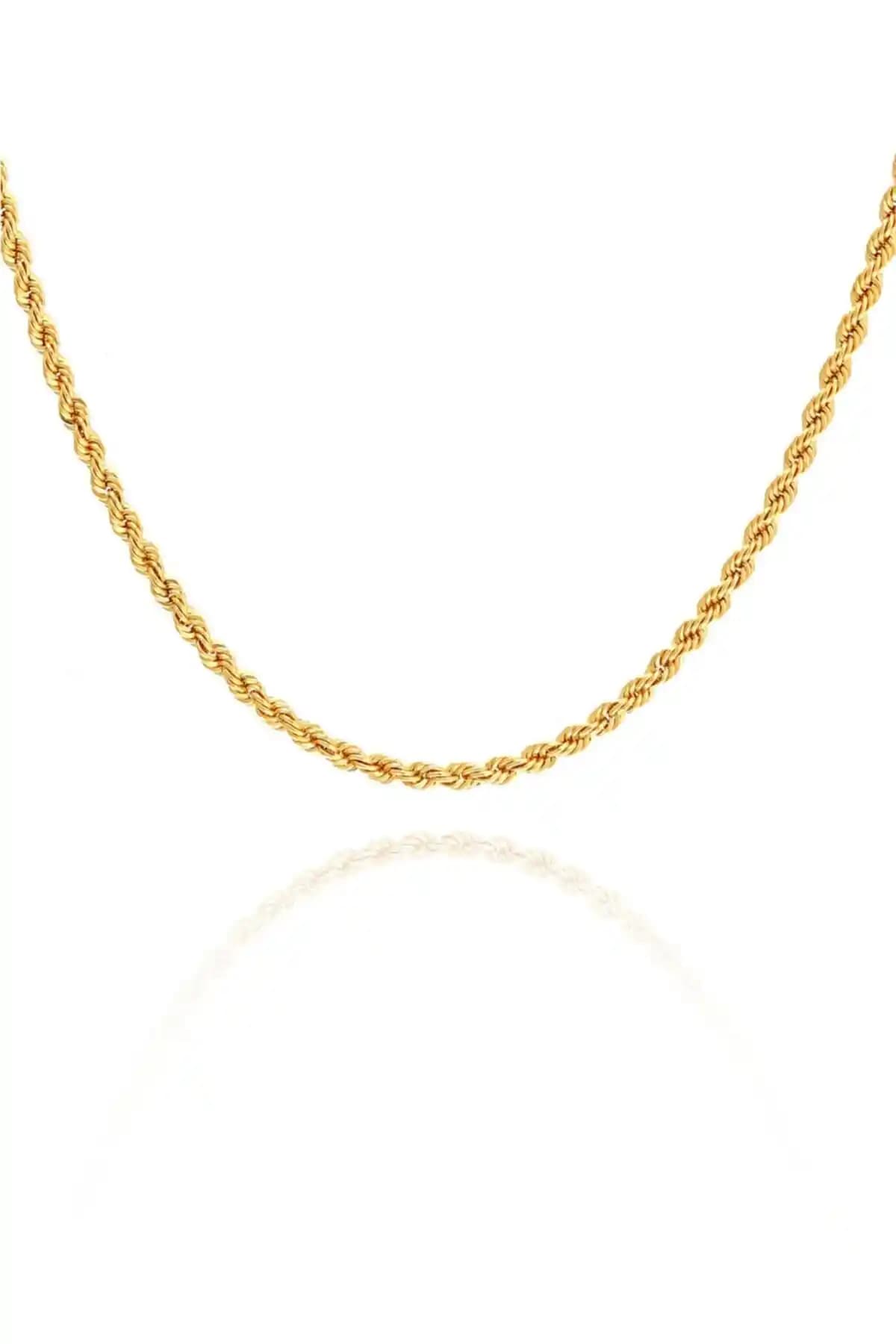 Kadın 14 Ayar Altın Halat Zincir Kolye - Şık ve Dayanıklı Takı Seçeneği