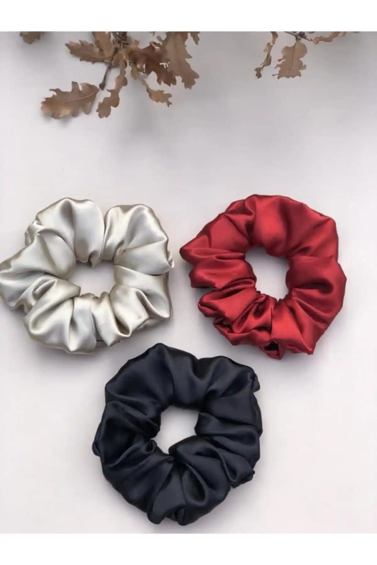 Kadın 3'lü Kırmızı Saten Toka Seti - Şık ve Pratik Saç Aksesuarı