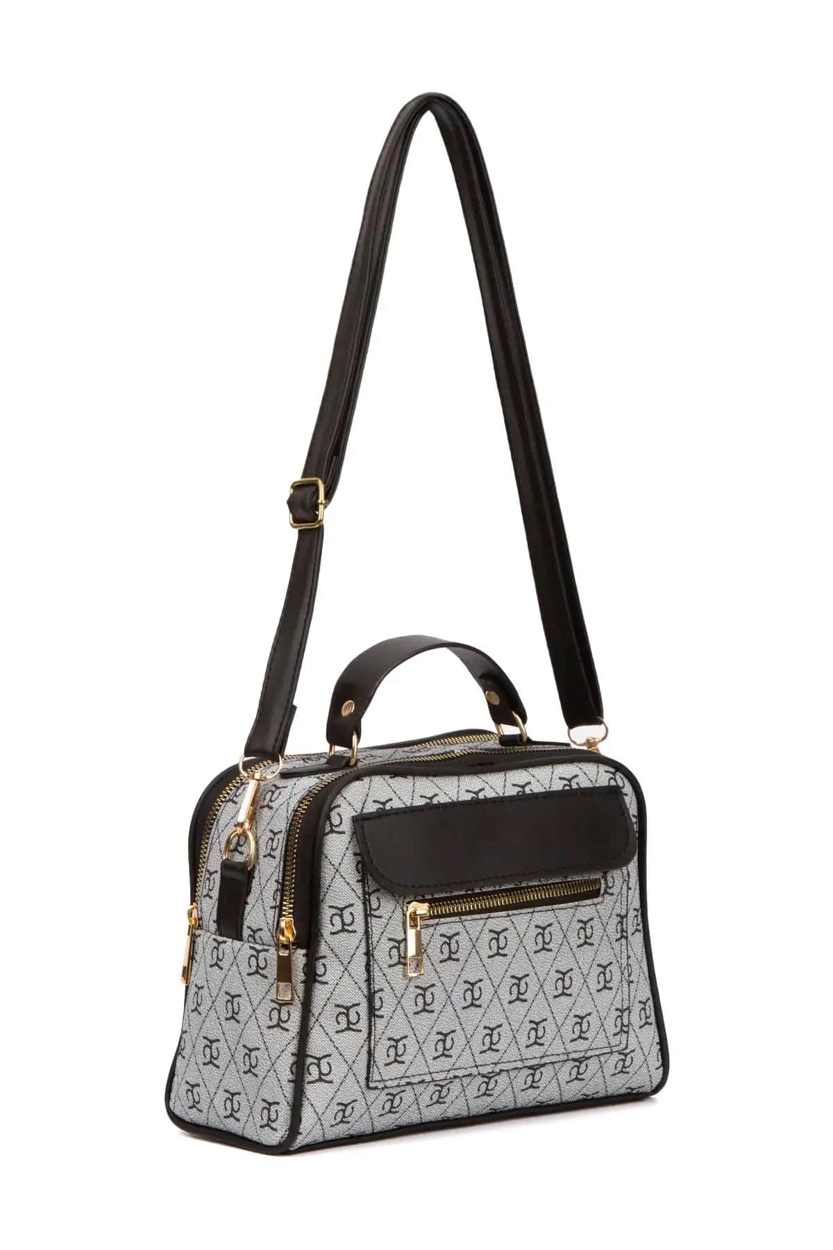 Kadın Desenli Gri El ve Omuz Çantası Adelina Bags Günlük Şıklık ve Pratiklik Sunar