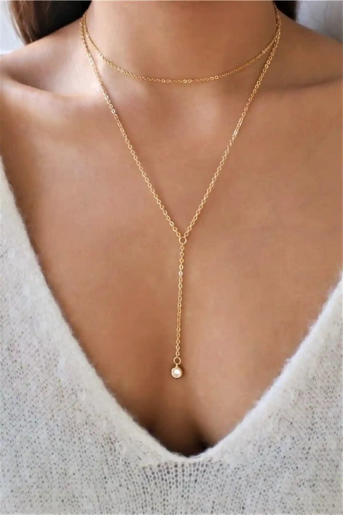 Kadınlar İçin Zarif Altın Kaplama Uzun Zincir Kolye Seti Şıklık ve Kullanım Kolaylığıyla