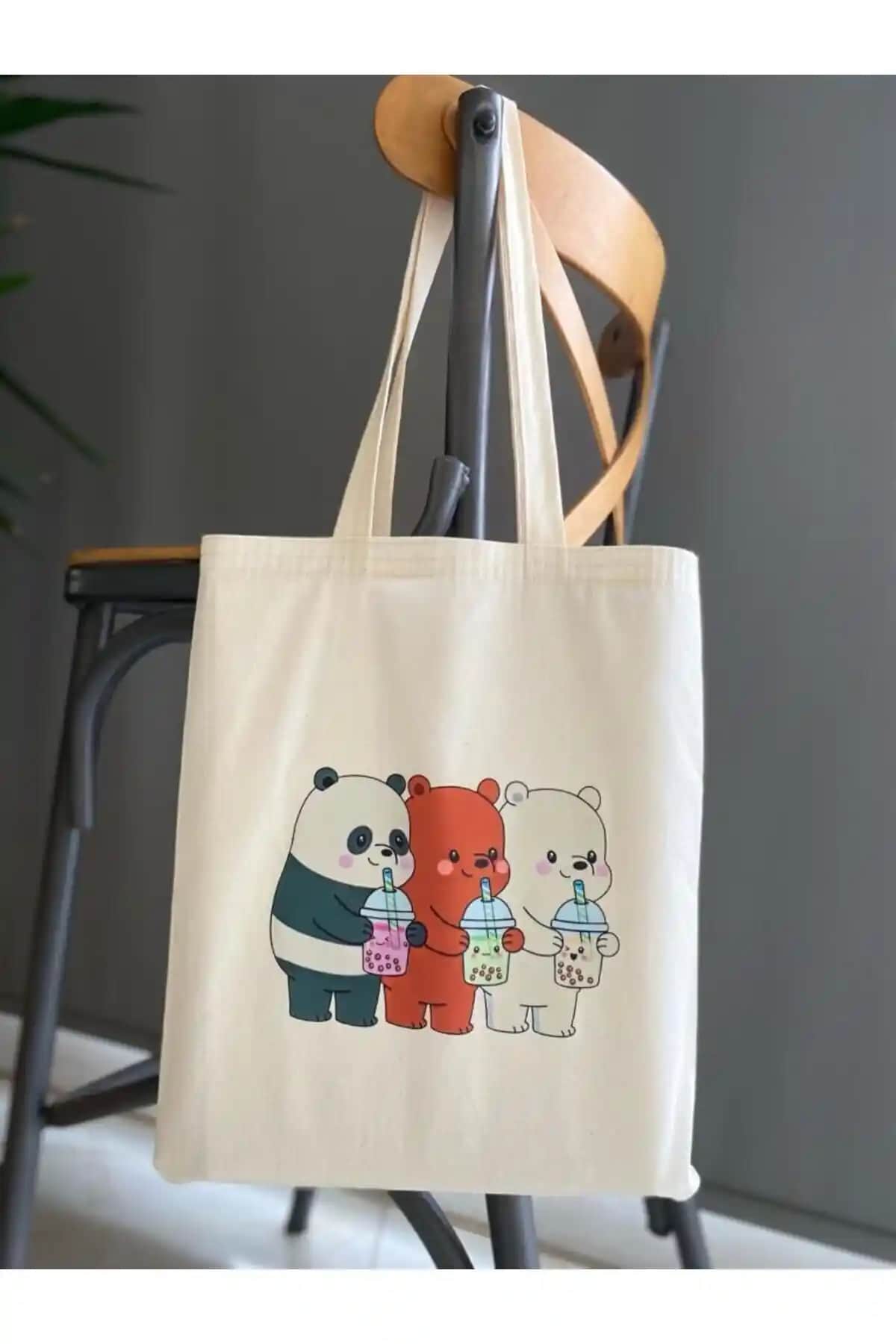Kafadar Ayıcıklar Baskılı Bez Çanta: Şık ve Dayanıklı Günlük Kullanım İçin Tasarım