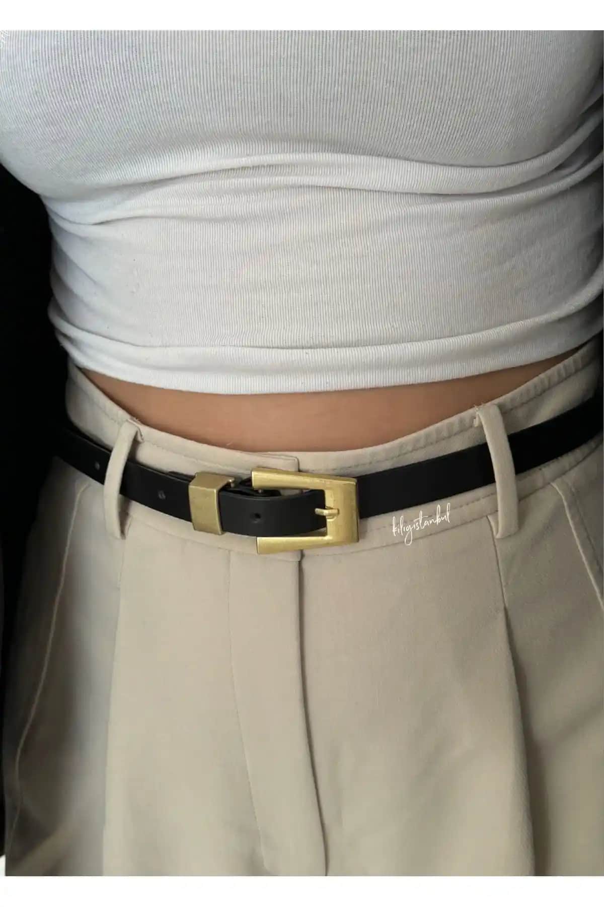 KİLİGİSTANBUL Sandro Eskitme Gold Tokalı Kemer Şıklık ve Dayanıklılığı Bir Arada Sunar