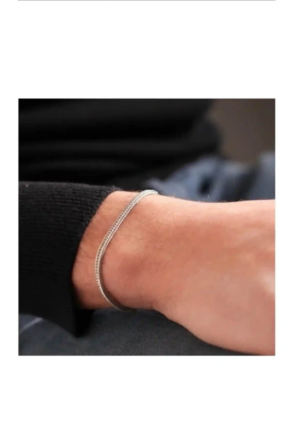 Lal Tilki Kuyruğu Gümüş Renk Çelik Erkek Bileklik Modern ve Dayanıklı Tasarım