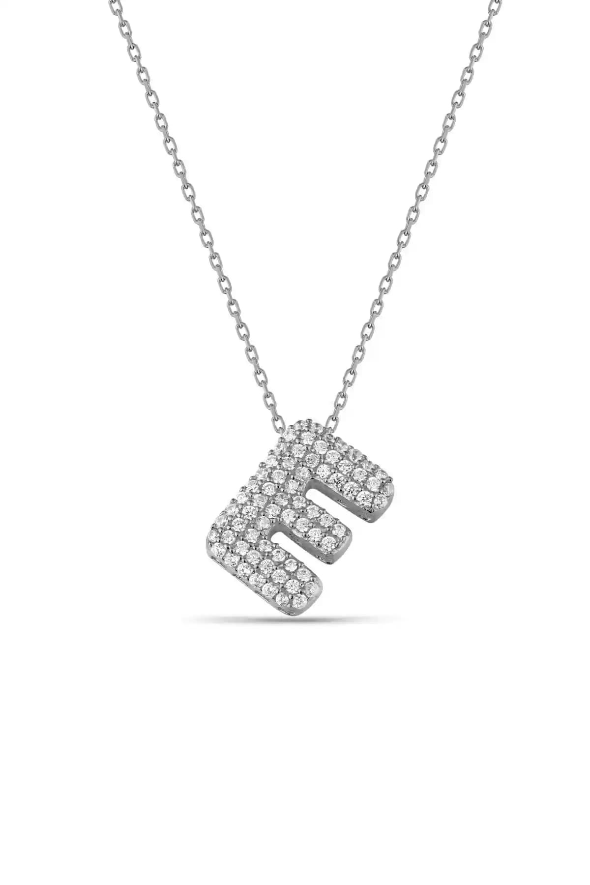 Lia Berto Zirkon Taşlı E Harfi Gümüş Kolye – Şıklık ve Dayanıklılık Sunar