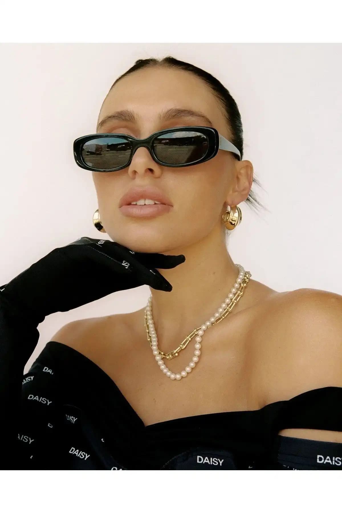 LOOKUP Siyah Kare Dikdörtgen Vintage-Retro Unisex Güneş Gözlüğü Estetik ve Koruyucu Tasarım