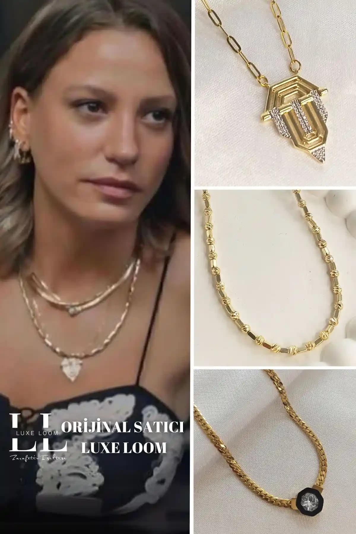 Luxe Loom Gold Renk Leyla 3'lü Çelik Kolye Seti Şıklık ve Dayanıklılık Sunar