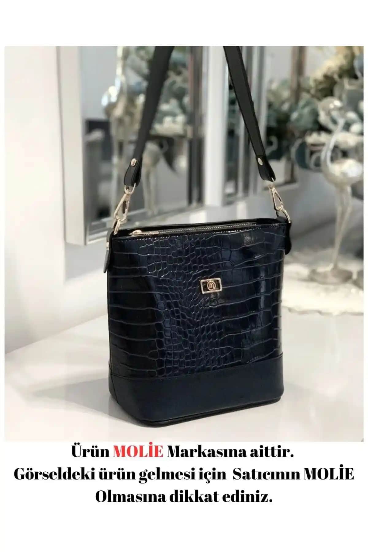 Molie Siyah Timsah Desenli Kadın Çantası: Şık ve Fonksiyonel Günlük Kullanım Çözümü