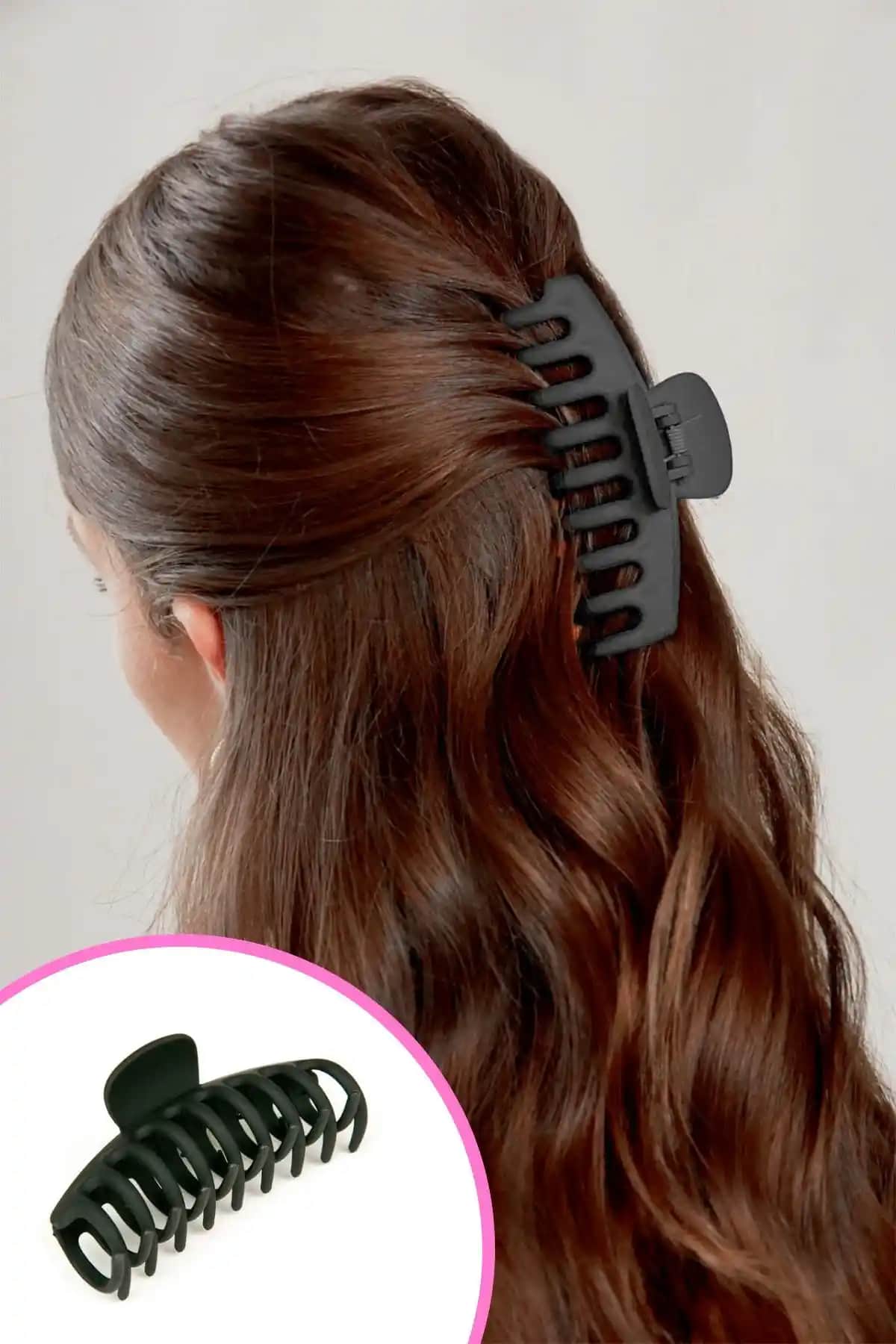 Monalisa Büyük Boy Siyah Mandal Toka: Şık ve İşlevsel Modern Saç Aksesuarı