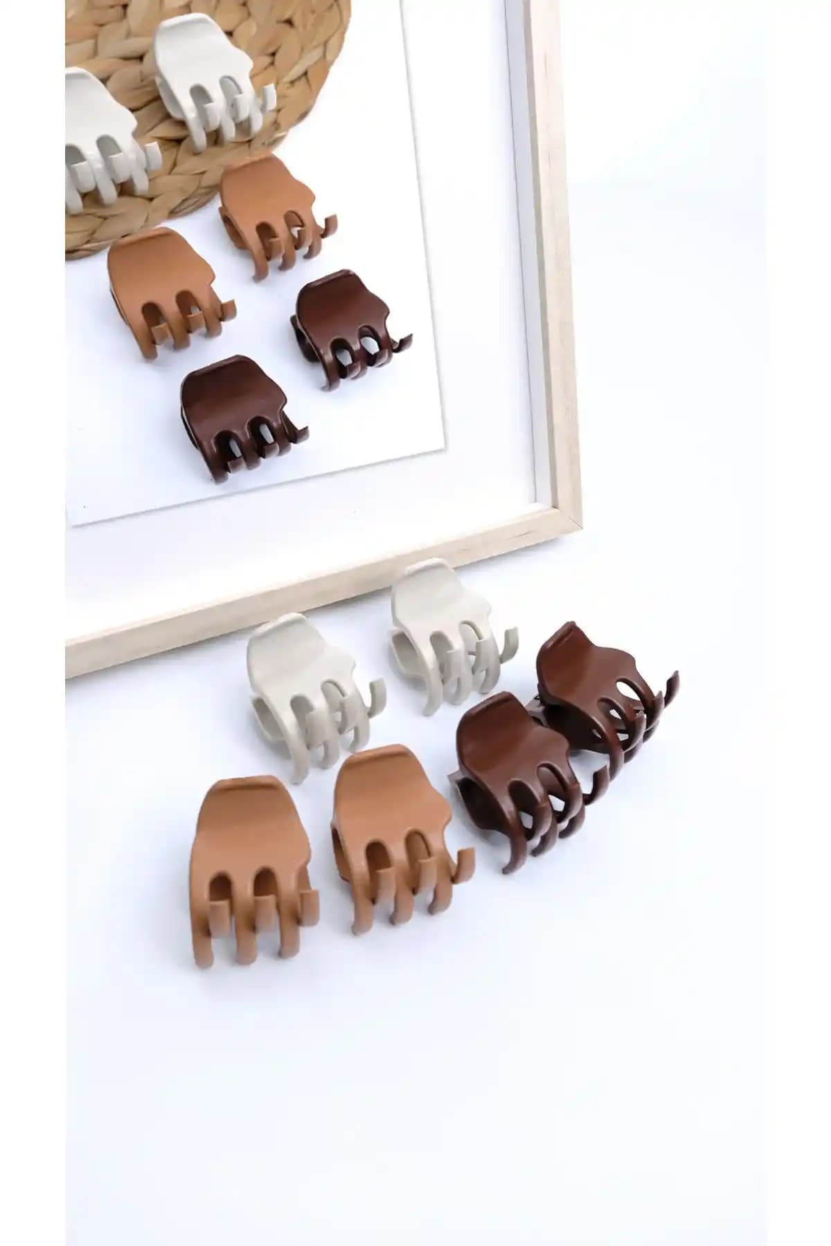 Monalisa Kadın Kahverengi 6'lı Üç Diş Mandal Toka Seti Günlük ve Şık Kullanım İçin Uygun