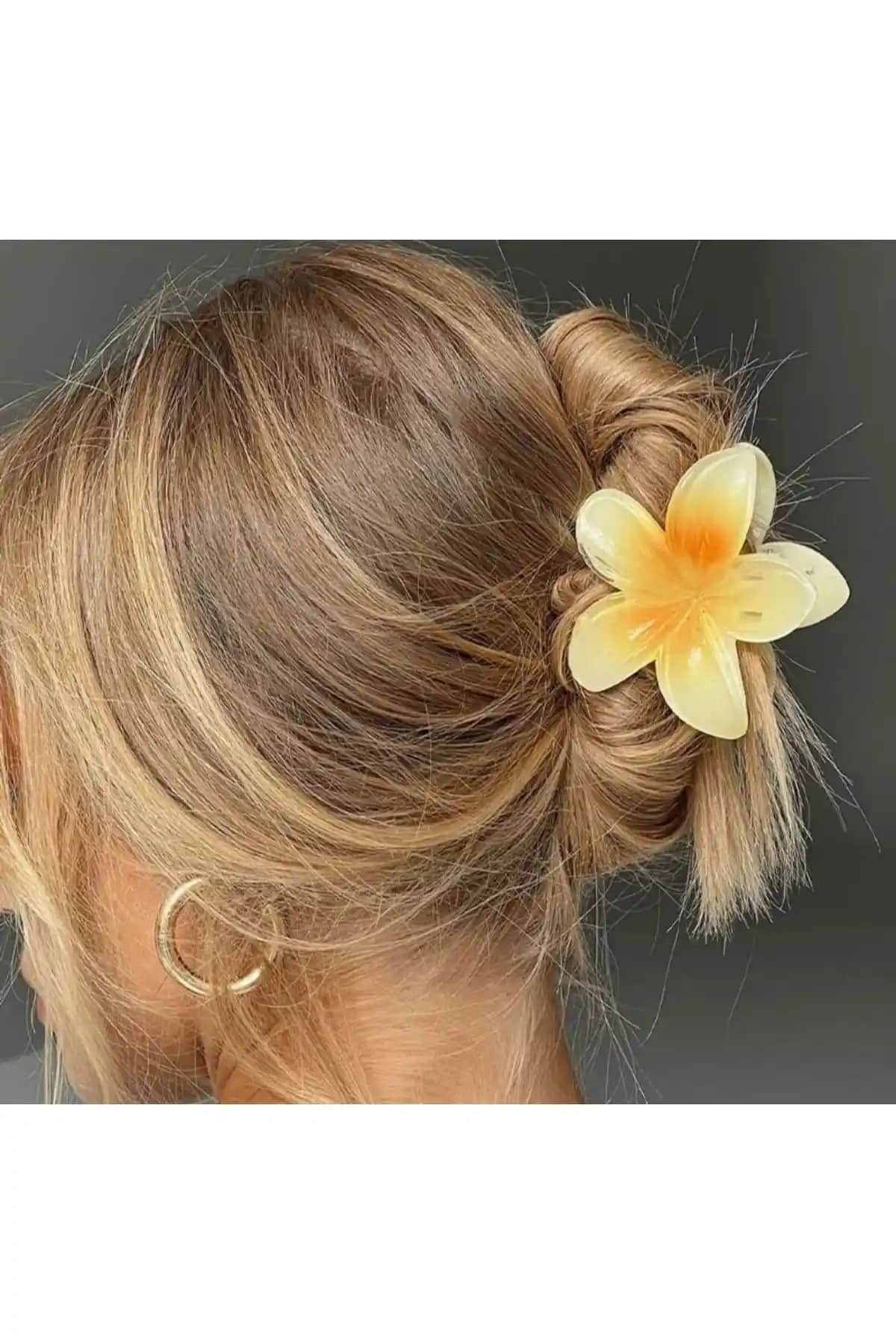Monalisa Kadın Sarı Çiçek Toka: Sürdürülebilir ve Şık Saç Aksesuarı