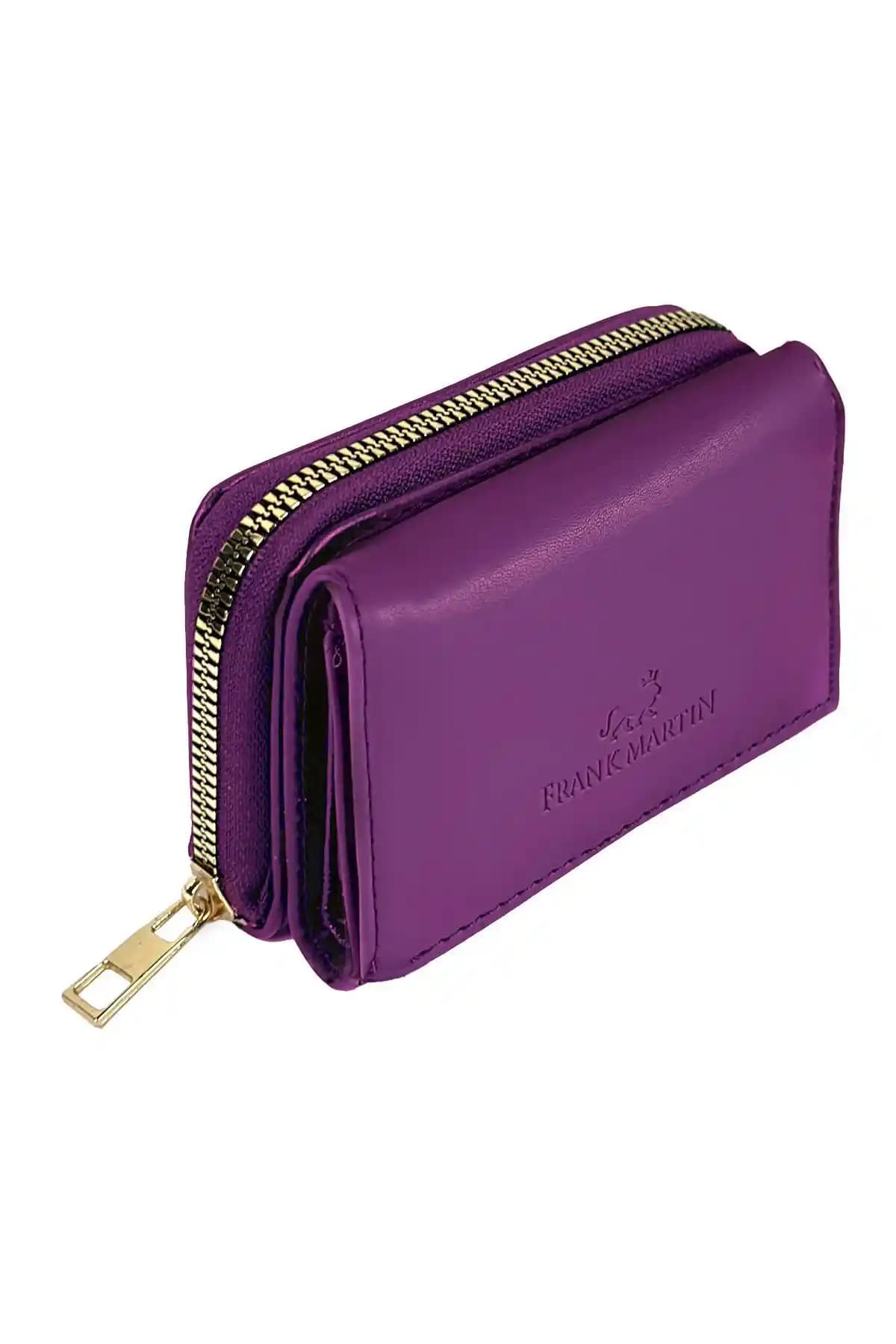 Mor Renkli Yatay Tasarımlı Kadın Cüzdanı – Günlük Kullanım İçin Şık ve Uygun Fiyatlı