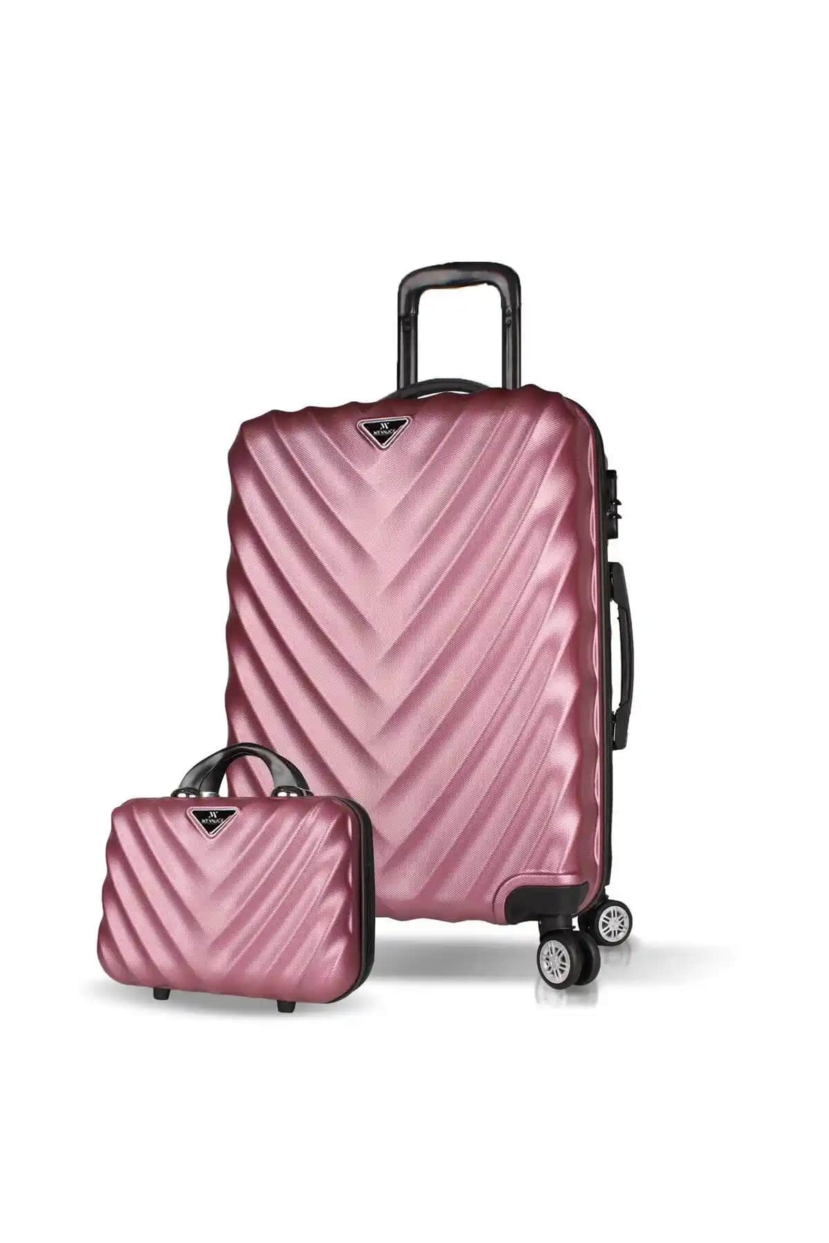 My Valice Lotus Abs Orta ve Makyaj Boy Rose Seti Dayanıklı ve Şık Seyahat Valizi