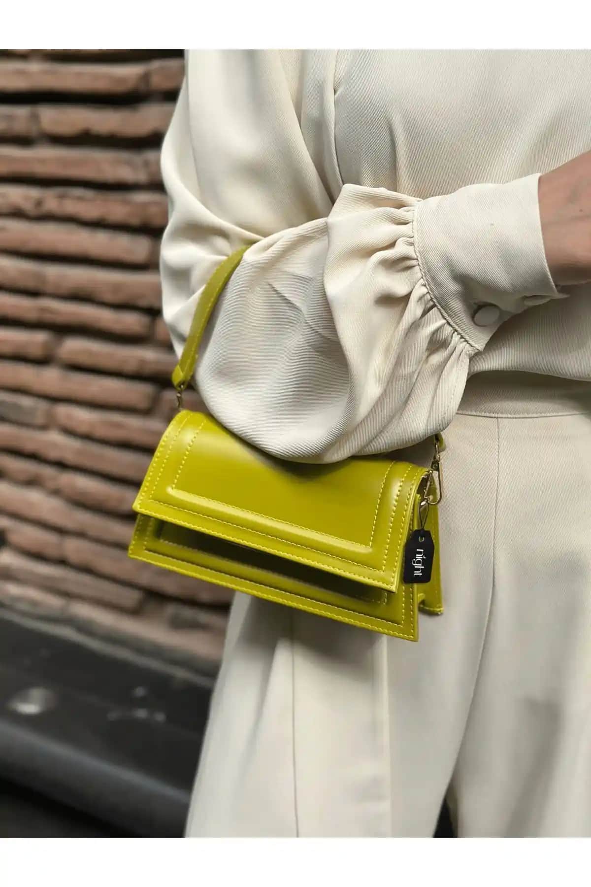 Night Mini Julia Yağ Yeşili Kadın El ve Omuz Çantası Modern ve Şık Tasarım