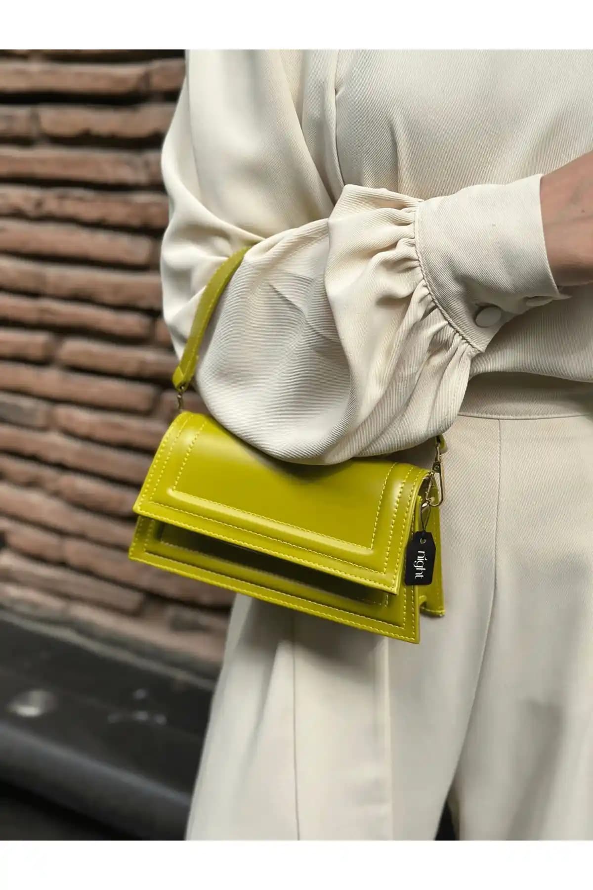 Night Mini Julia Yağ Yeşili Kadın El ve Omuz Çantası Modern ve Şık Tasarım