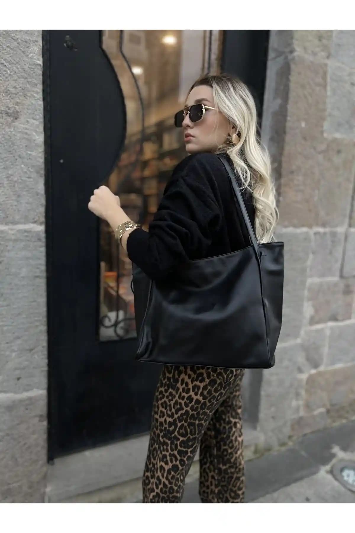 NİSSEA Siyah Kadın Shopper Büyük Kol Çantası: Şık ve Kullanışlı Günlük Çanta