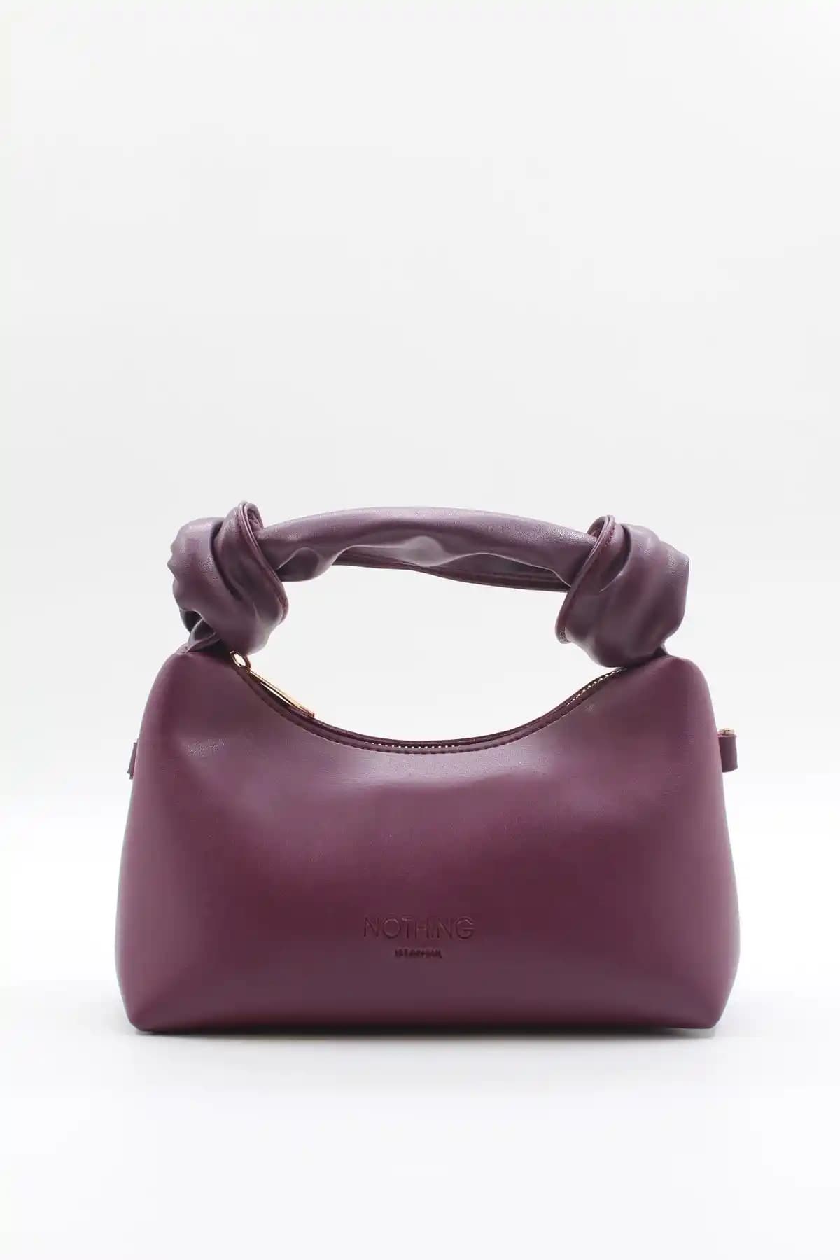 Nothing Kadın Mor Soft Deri Düğüm Detaylı Zincir Askılı Mini El Çanta