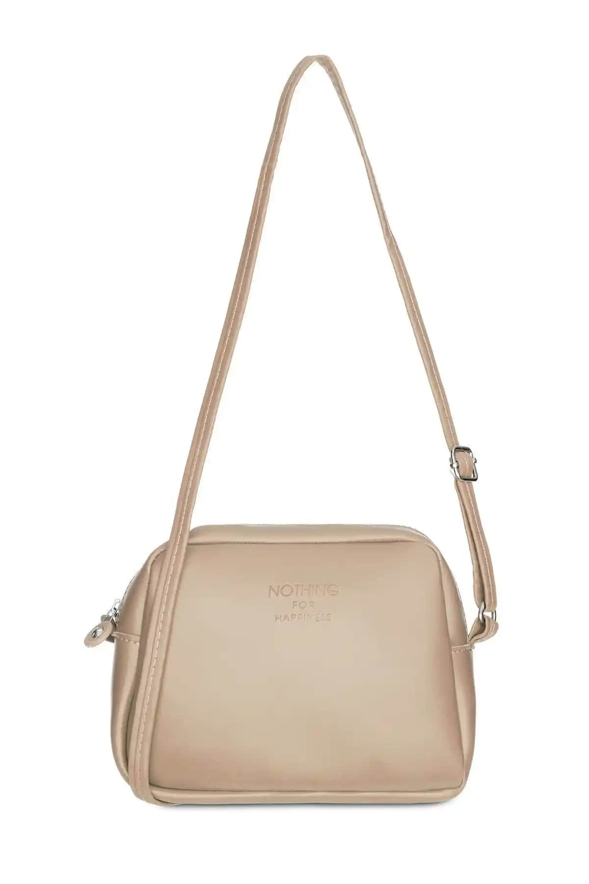 Nothing Mini Urban Çapraz Askılı Fermuarlı Vegan Deri Çanta - Şık ve Çok Yönlü Günlük Kullanım