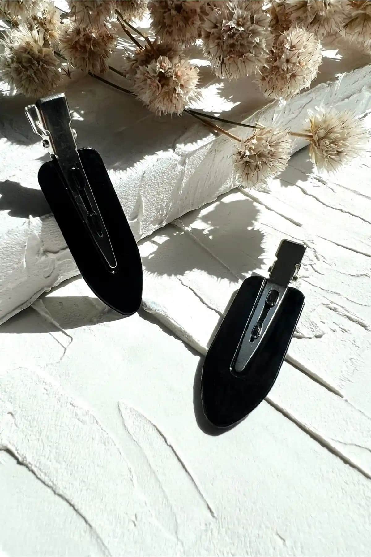 ODESE DESIGN 2'li İz Yapmayan Siyah Klips Toka Seti Modern ve Pratik Saç Tutucu Çözümü